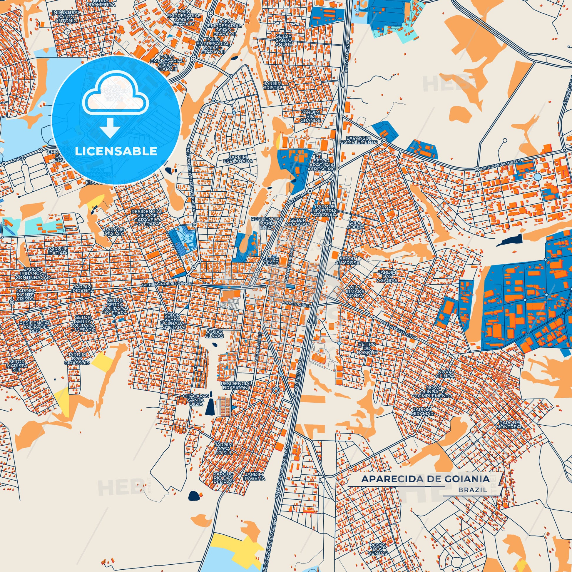 Canvas Print Template of Aparecida de Goiania Street Map