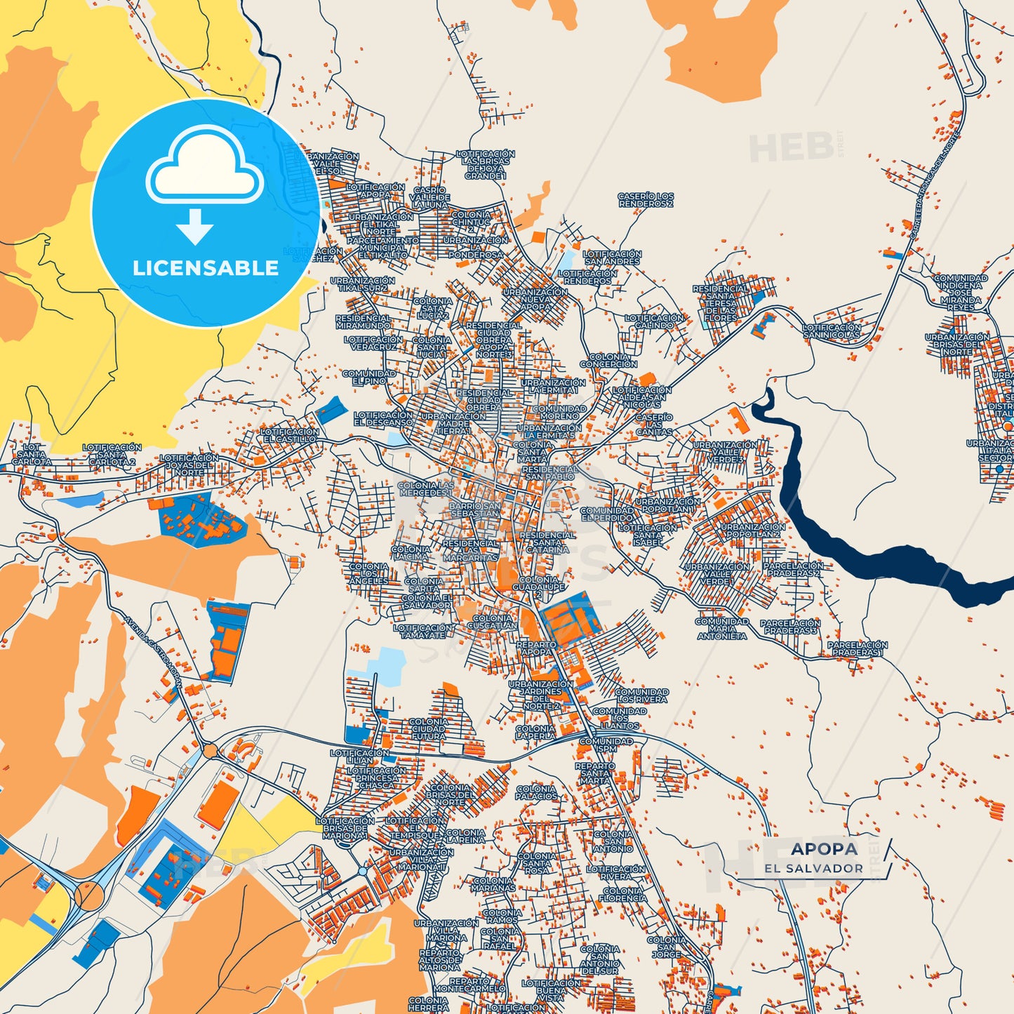 Canvas Print Template of Apopa Street Map