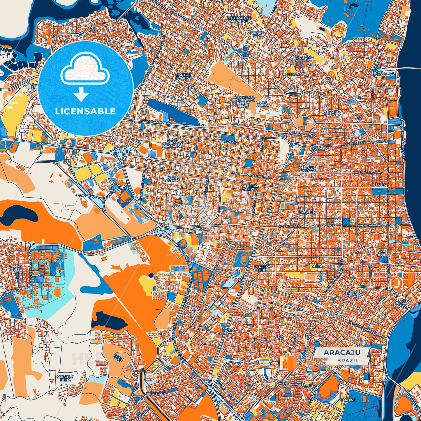 Canvas Print Template of Aracaju Street Map