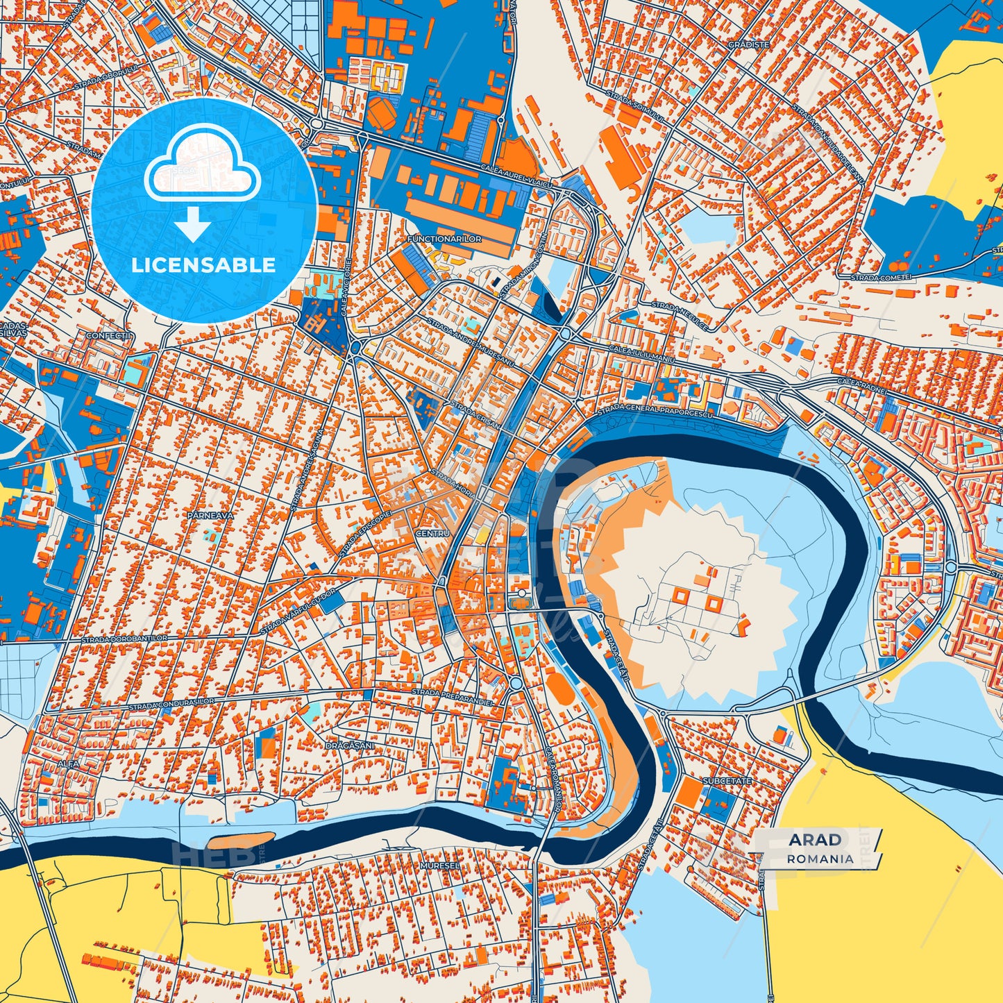 Canvas Print Template of Arad Street Map