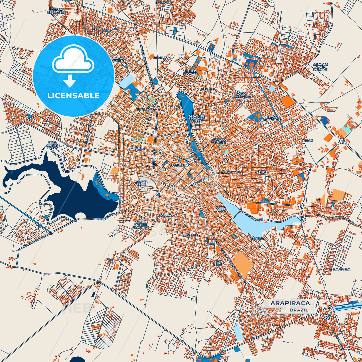 Canvas Print Template of Arapiraca Street Map