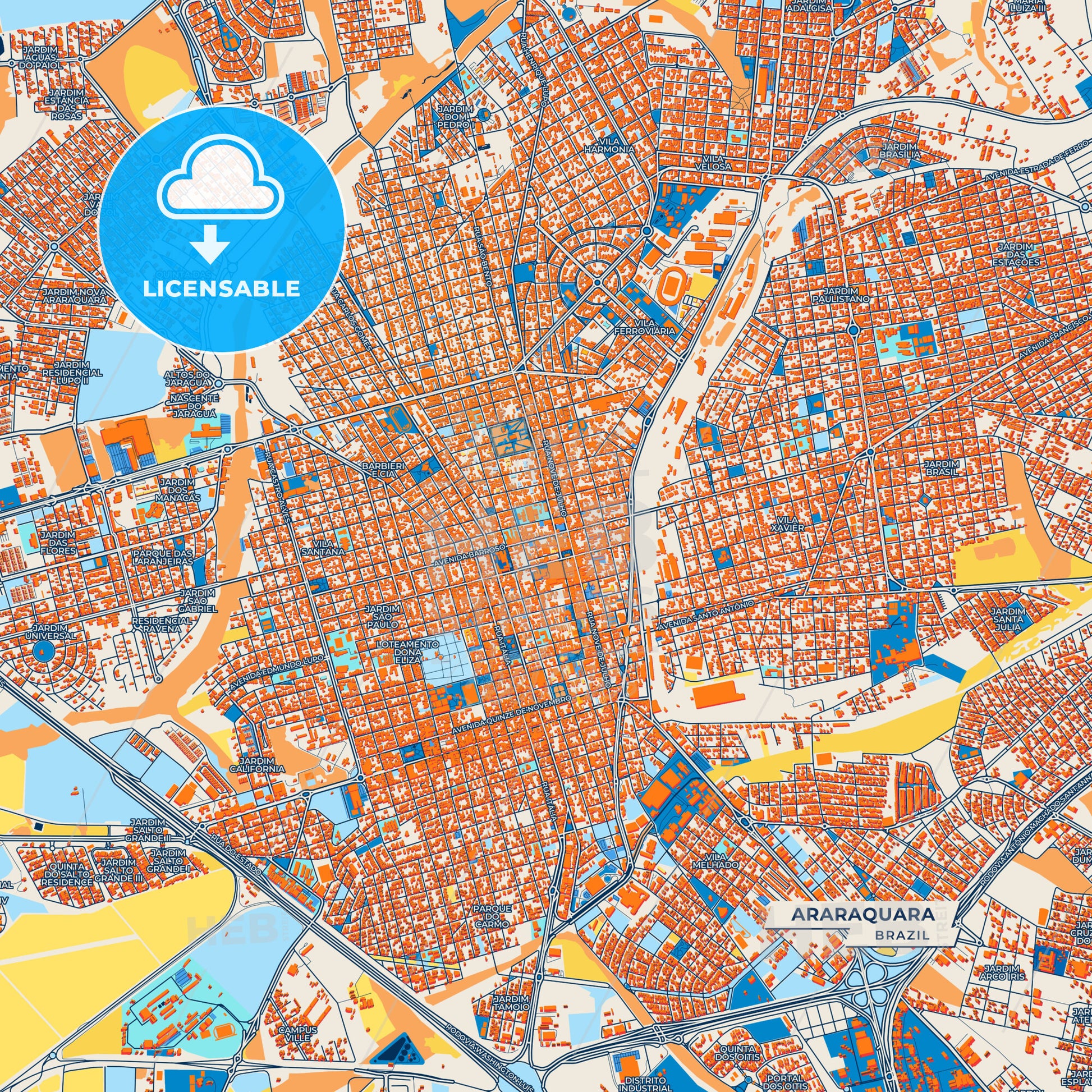 Canvas Print Template of Araraquara Street Map