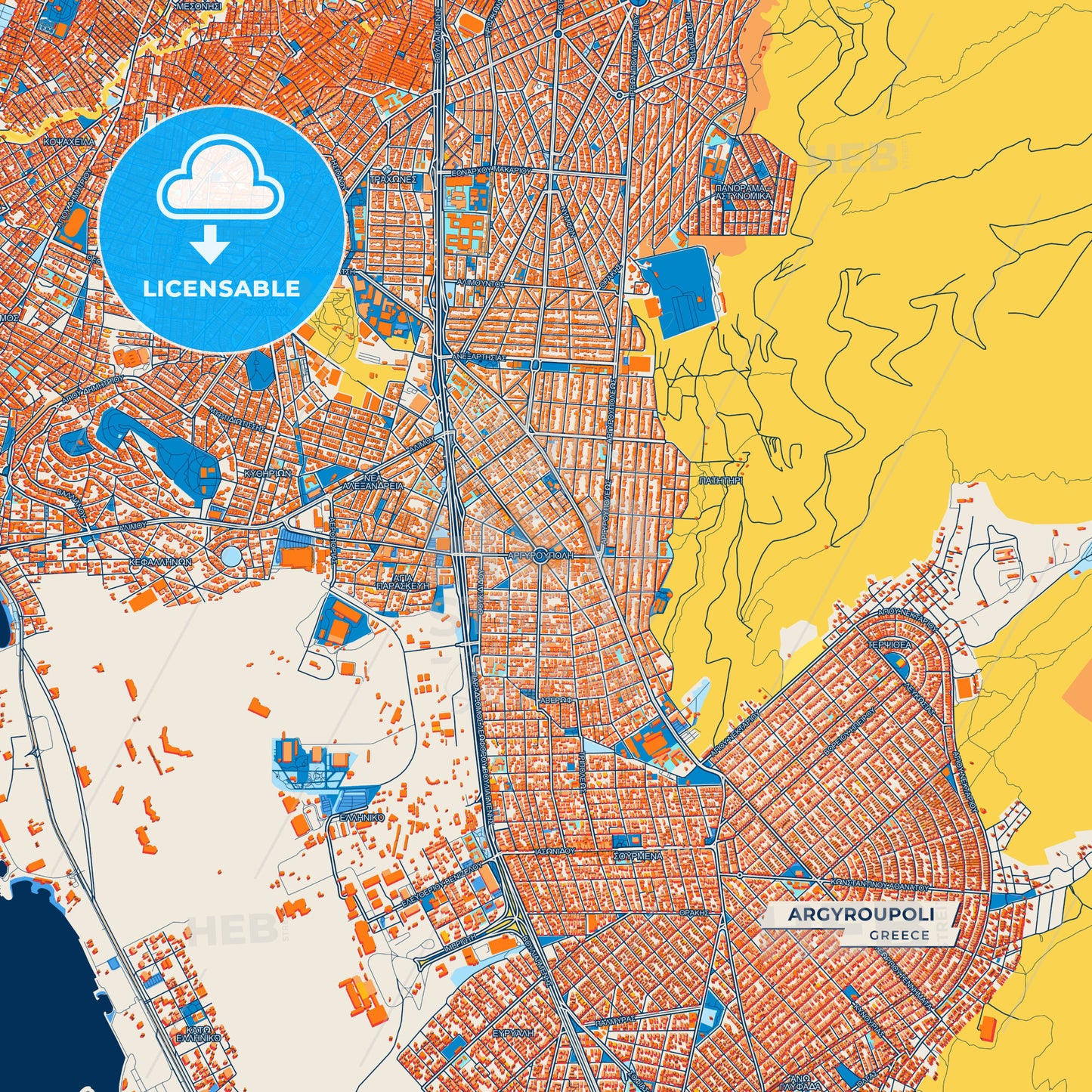 Canvas Print Template of Argyroupoli Street Map