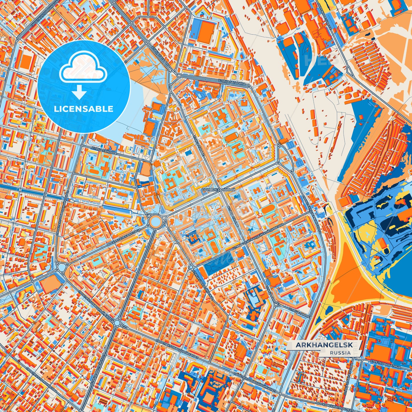 Canvas Print Template of Arkhangelsk Street Map