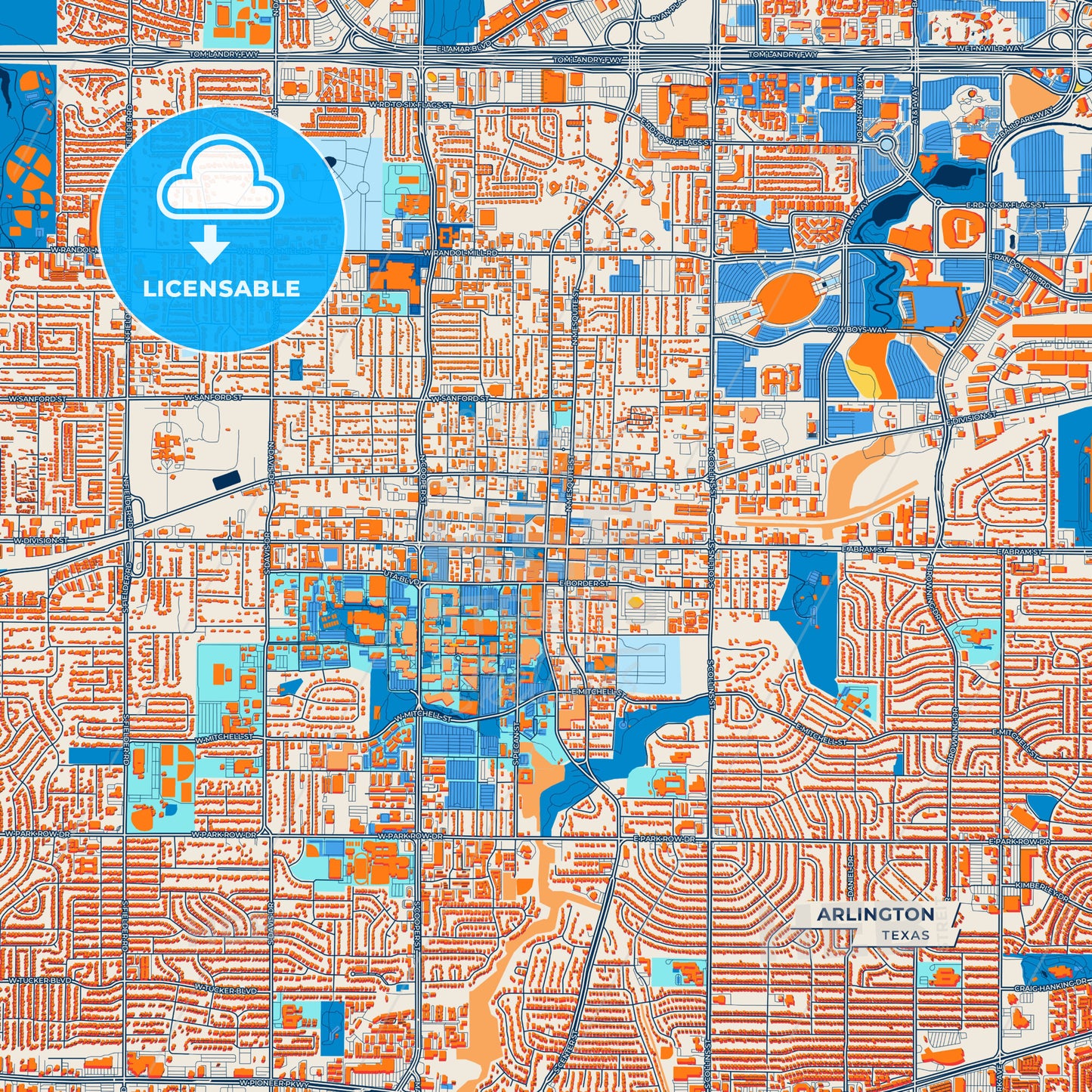 Canvas Print Template of Arlington Street Map
