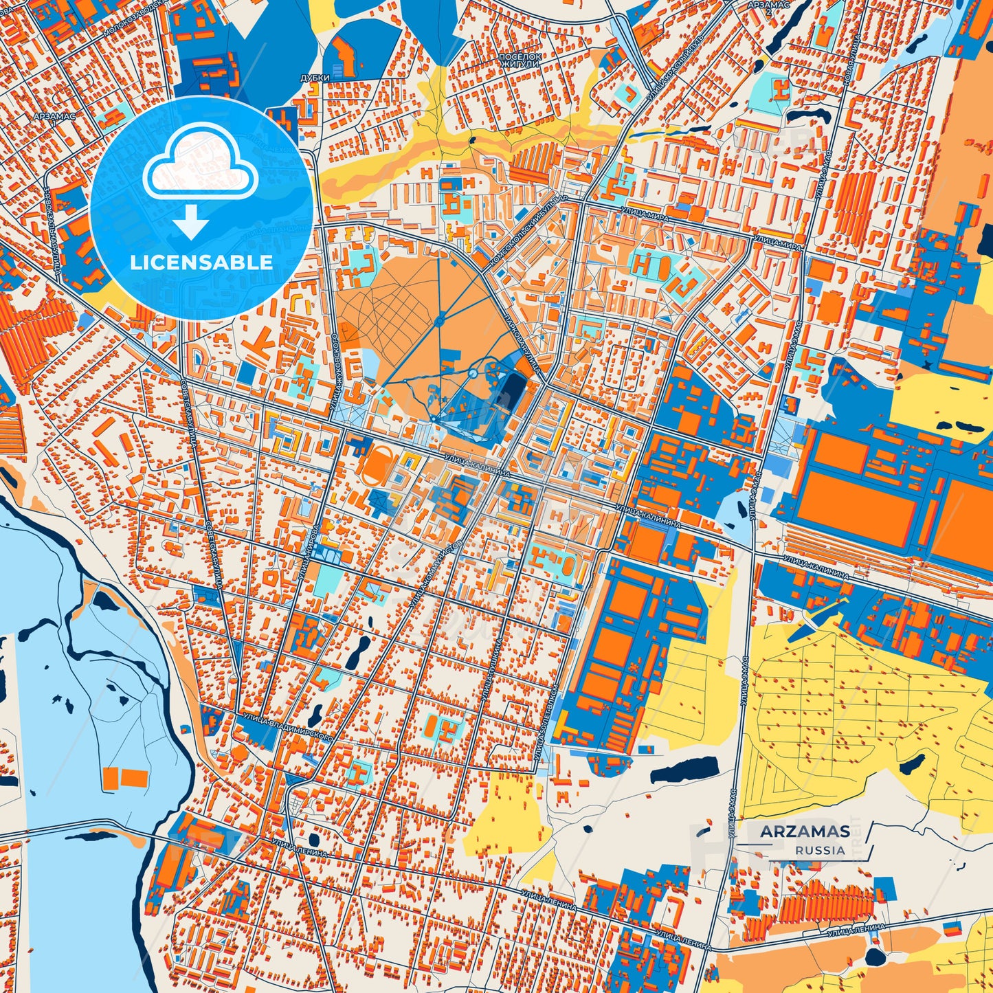 Canvas Print Template of Arzamas Street Map