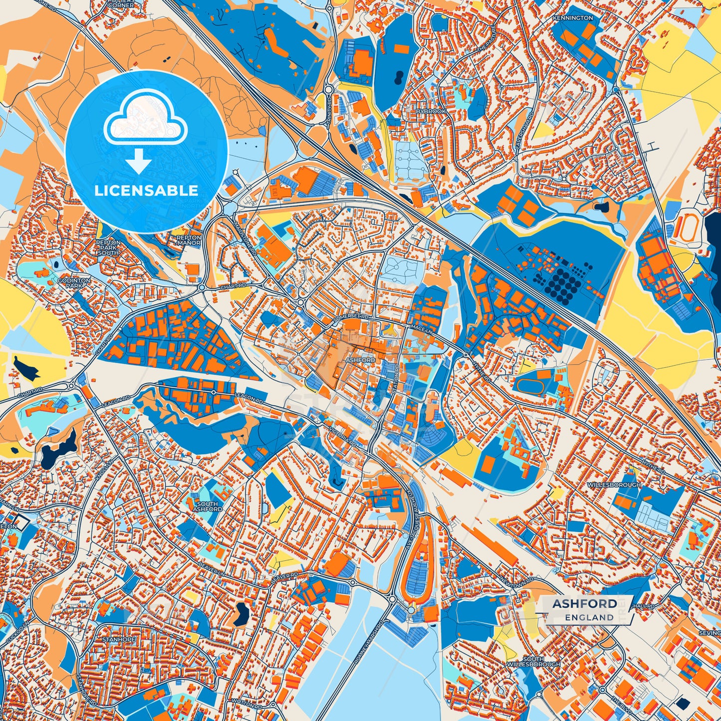 Canvas Print Template of Ashford Street Map