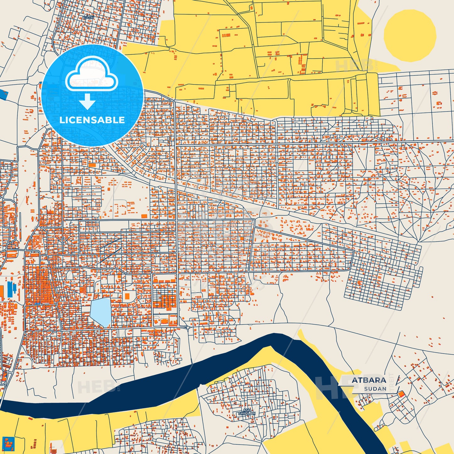 Canvas Print Template of Atbara Street Map