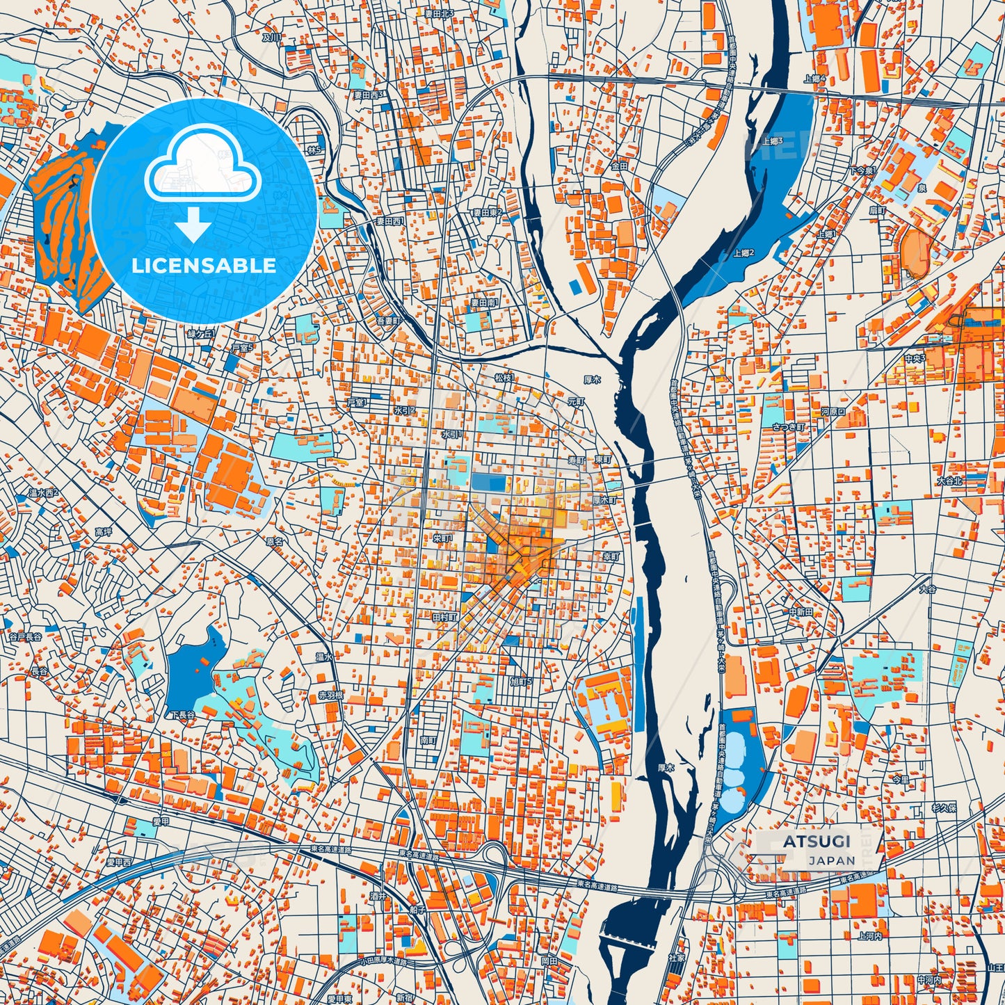Canvas Print Template of Atsugi Street Map