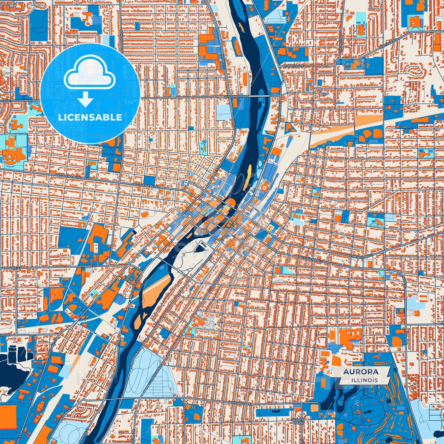 Canvas Print Template of Aurora Street Map
