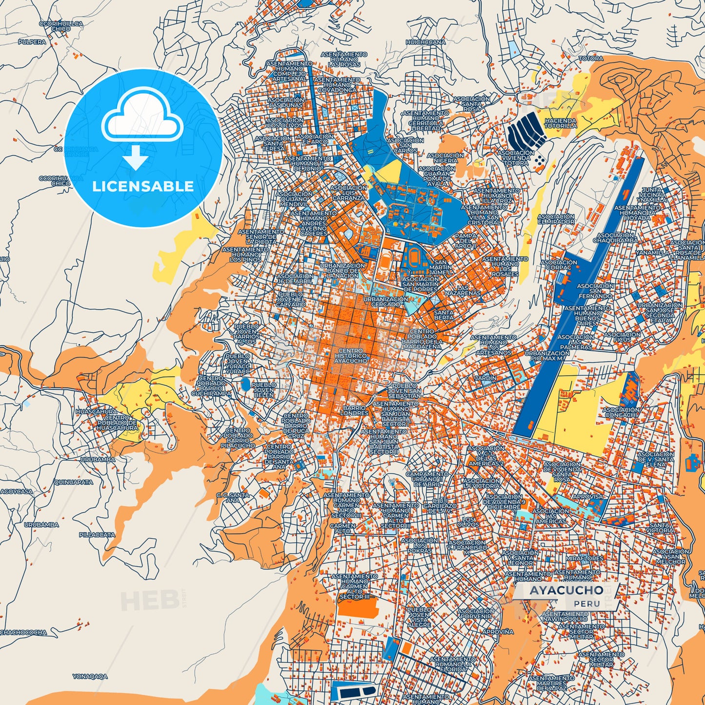 Canvas Print Template of Ayacucho Street Map