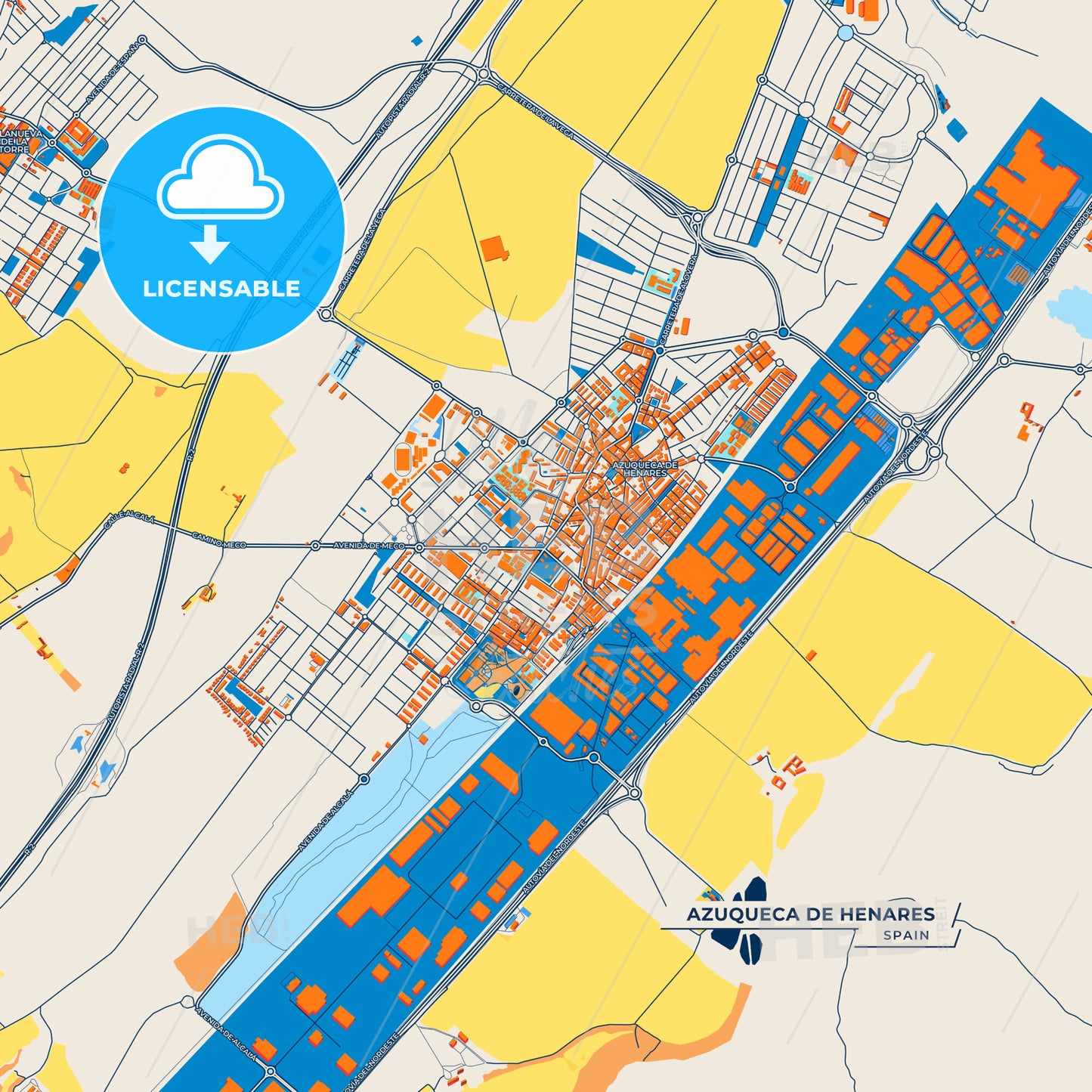 Canvas Print Template of Azuqueca de Henares Street Map