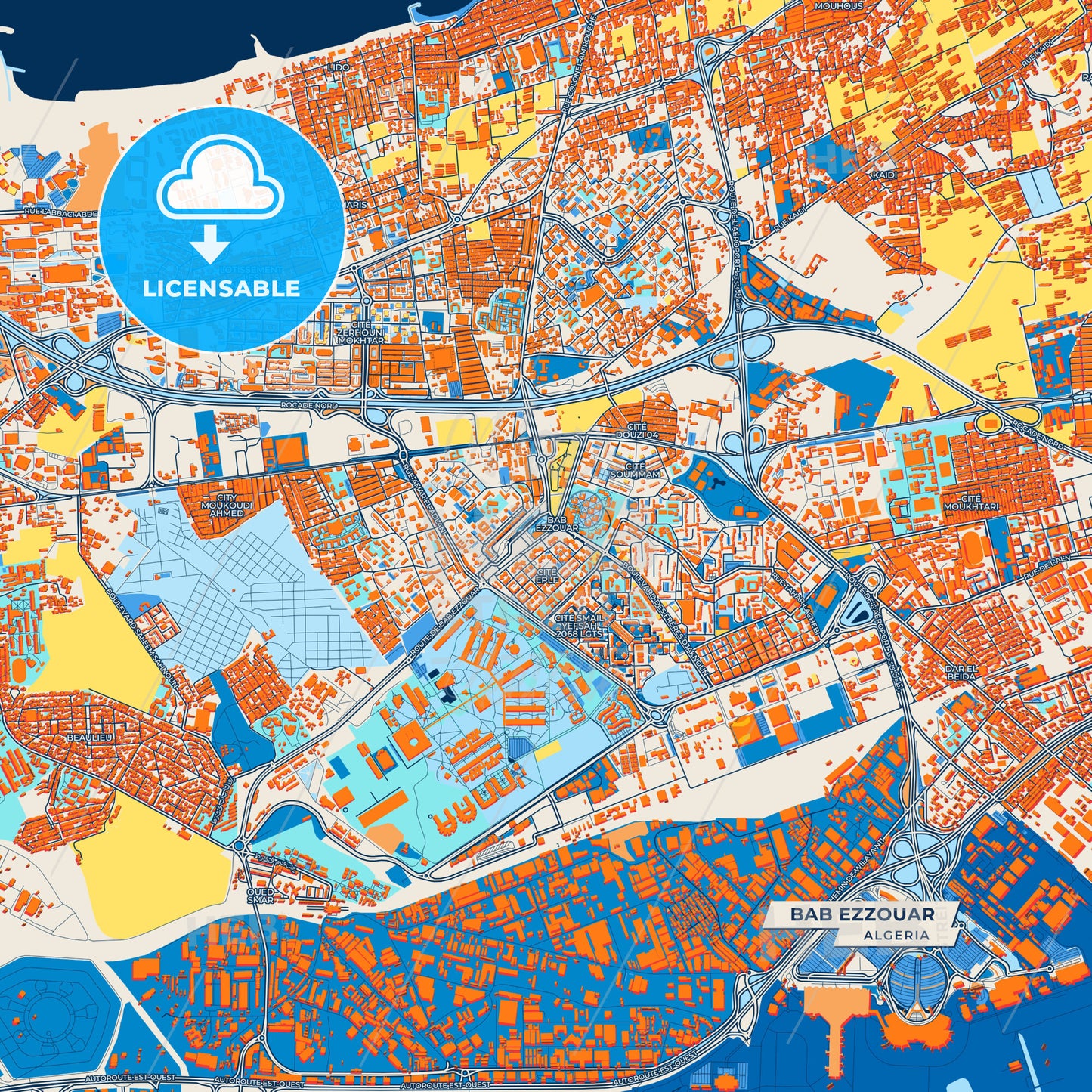 Canvas Print Template of Bab Ezzouar Street Map