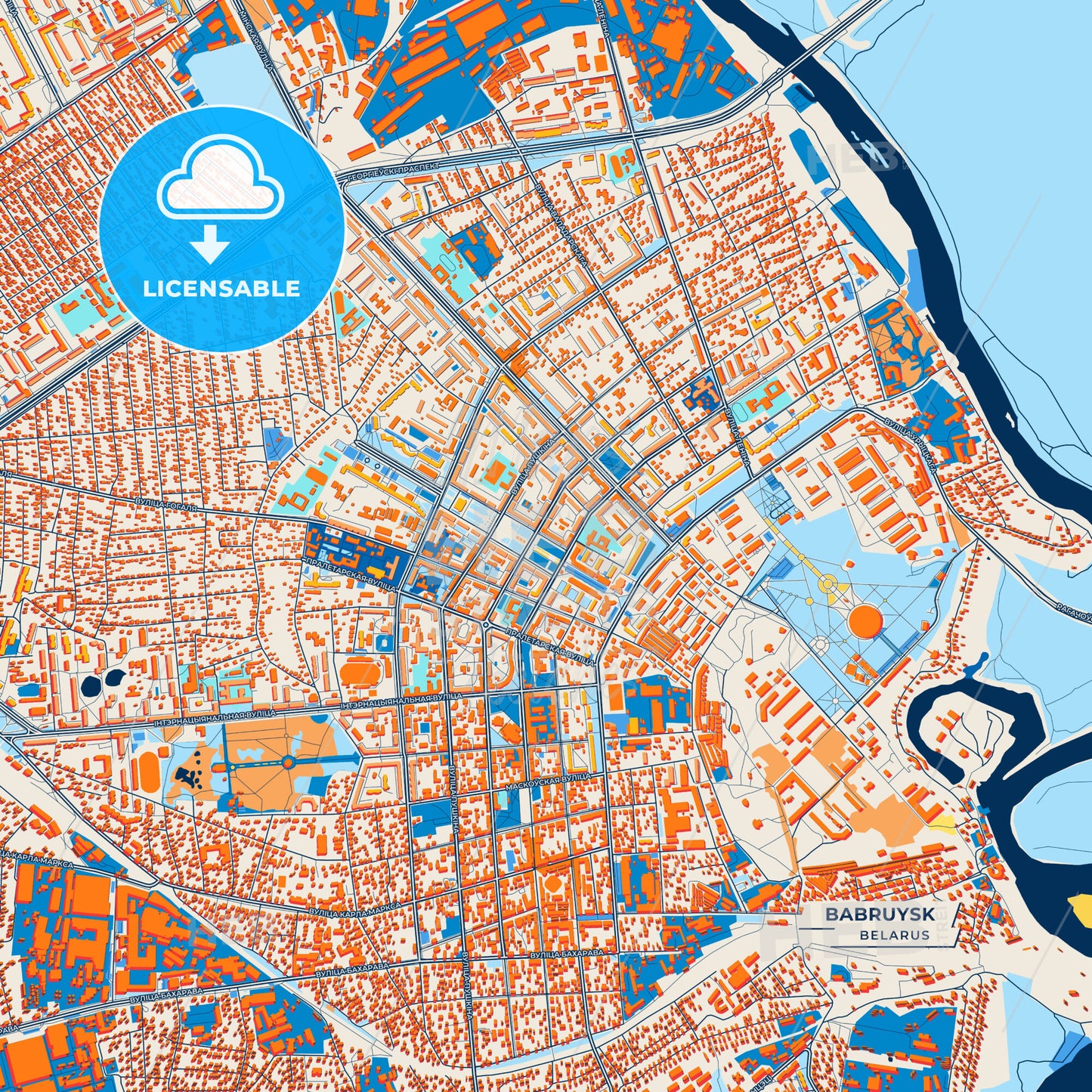 Canvas Print Template of Babruysk Street Map