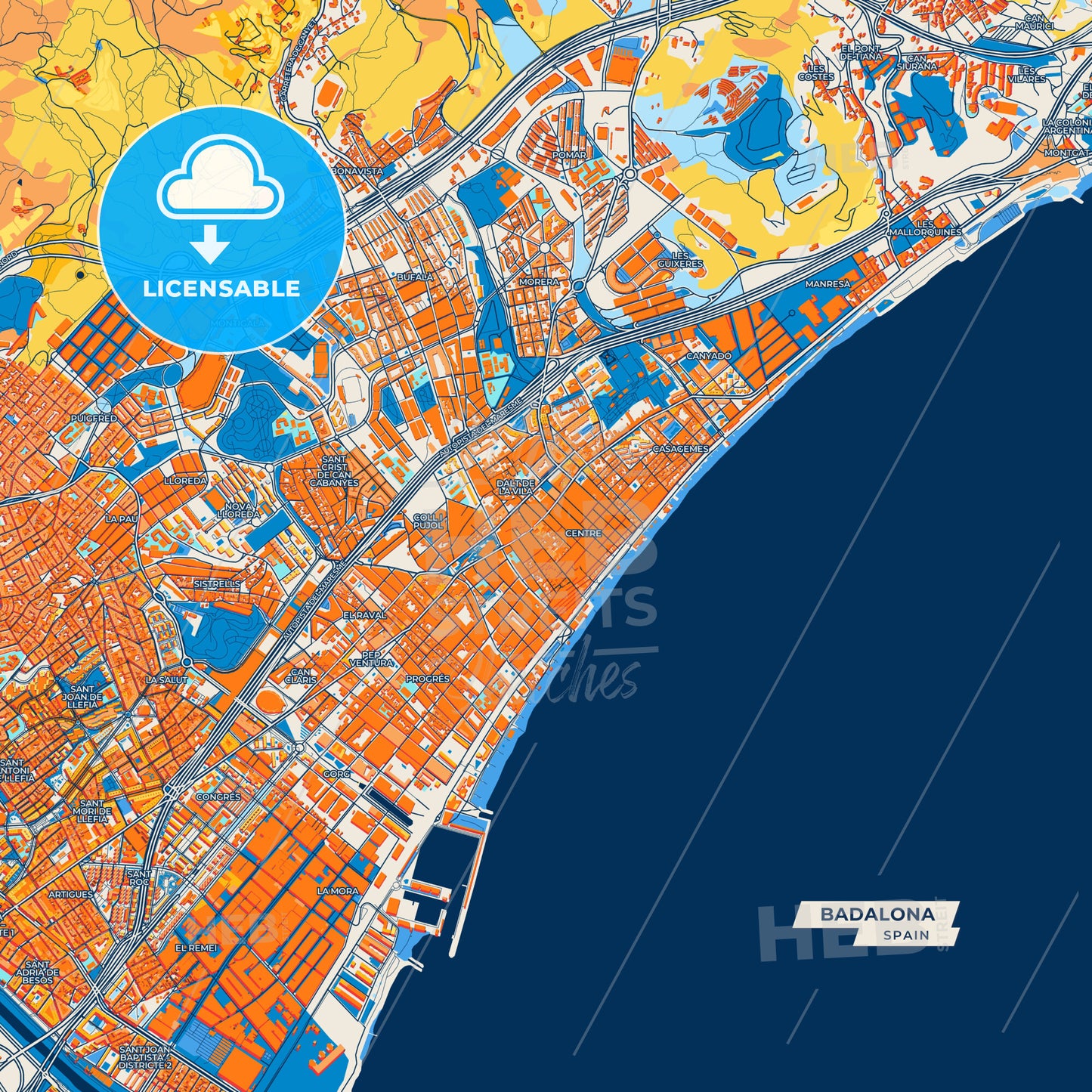 Canvas Print Template of Badalona Street Map