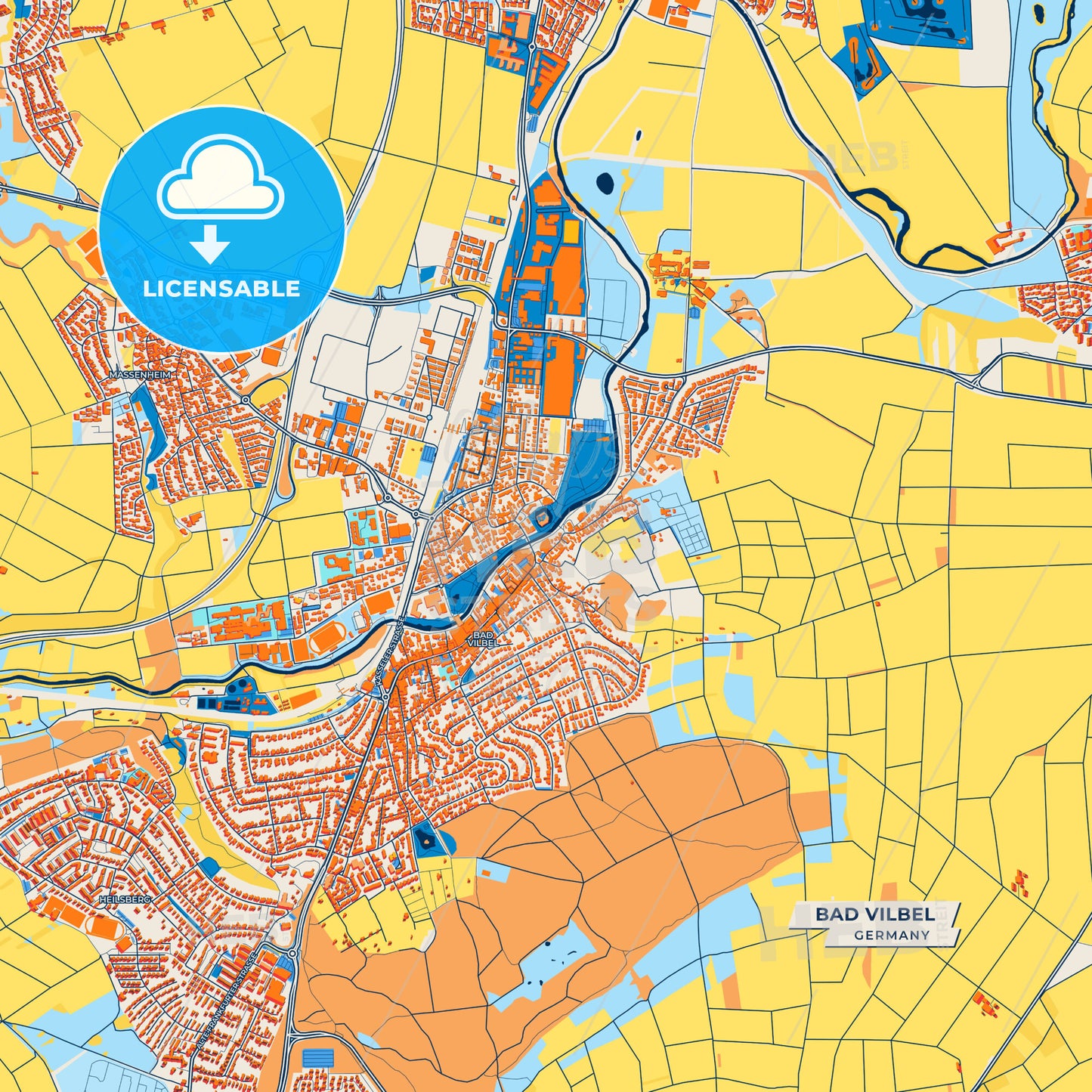 Canvas Print Template of Bad Vilbel Street Map
