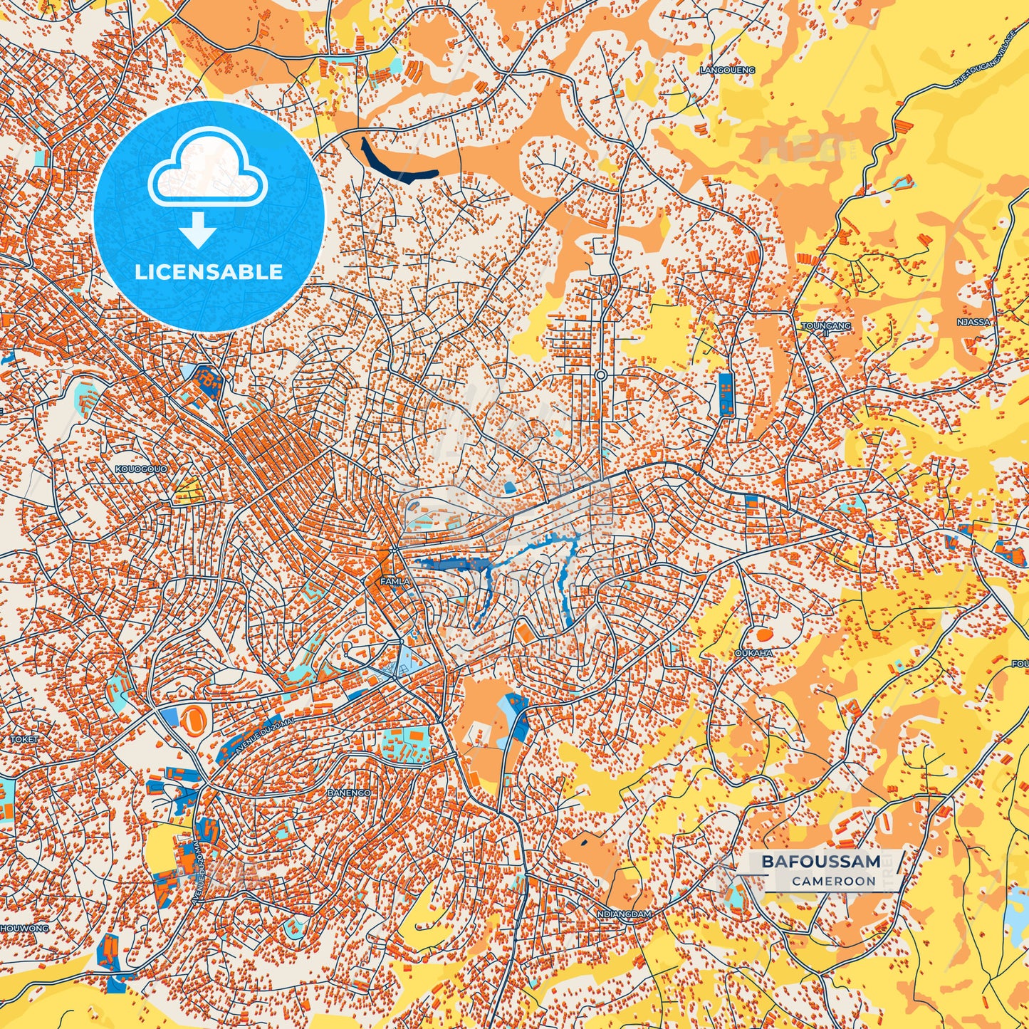Canvas Print Template of Bafoussam Street Map