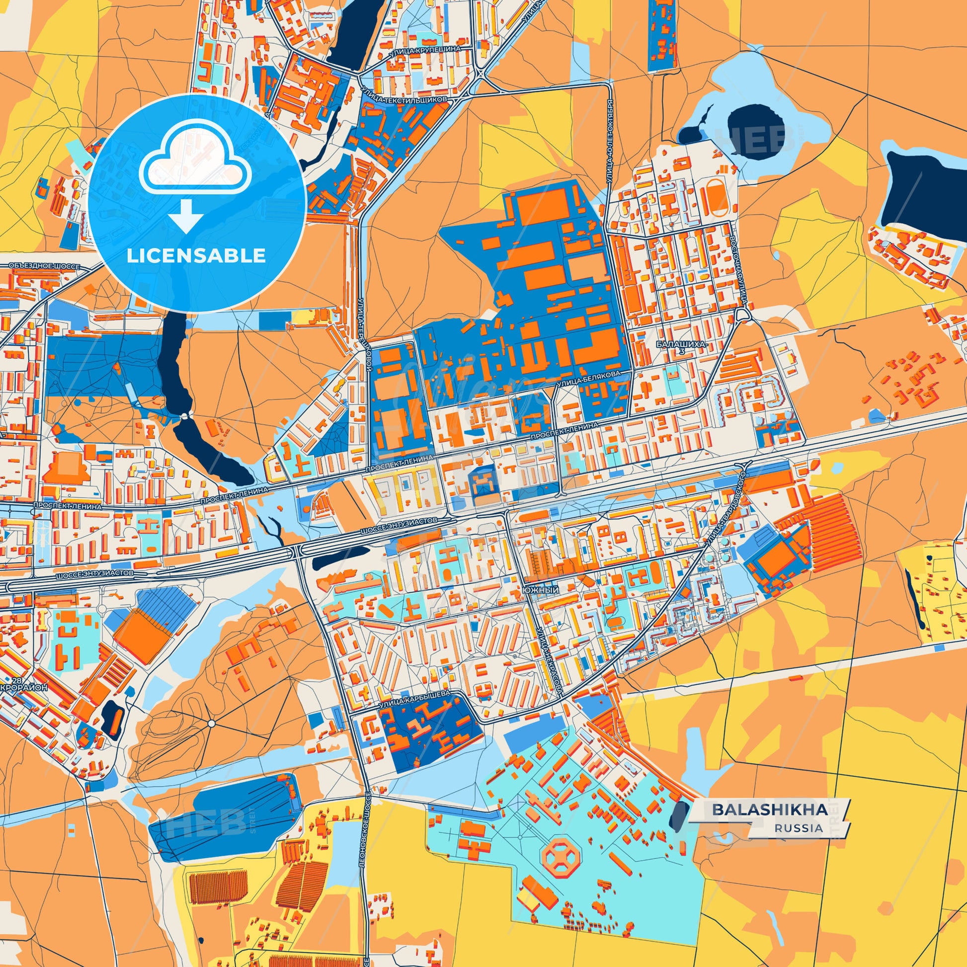 Canvas Print Template of Balashikha Street Map
