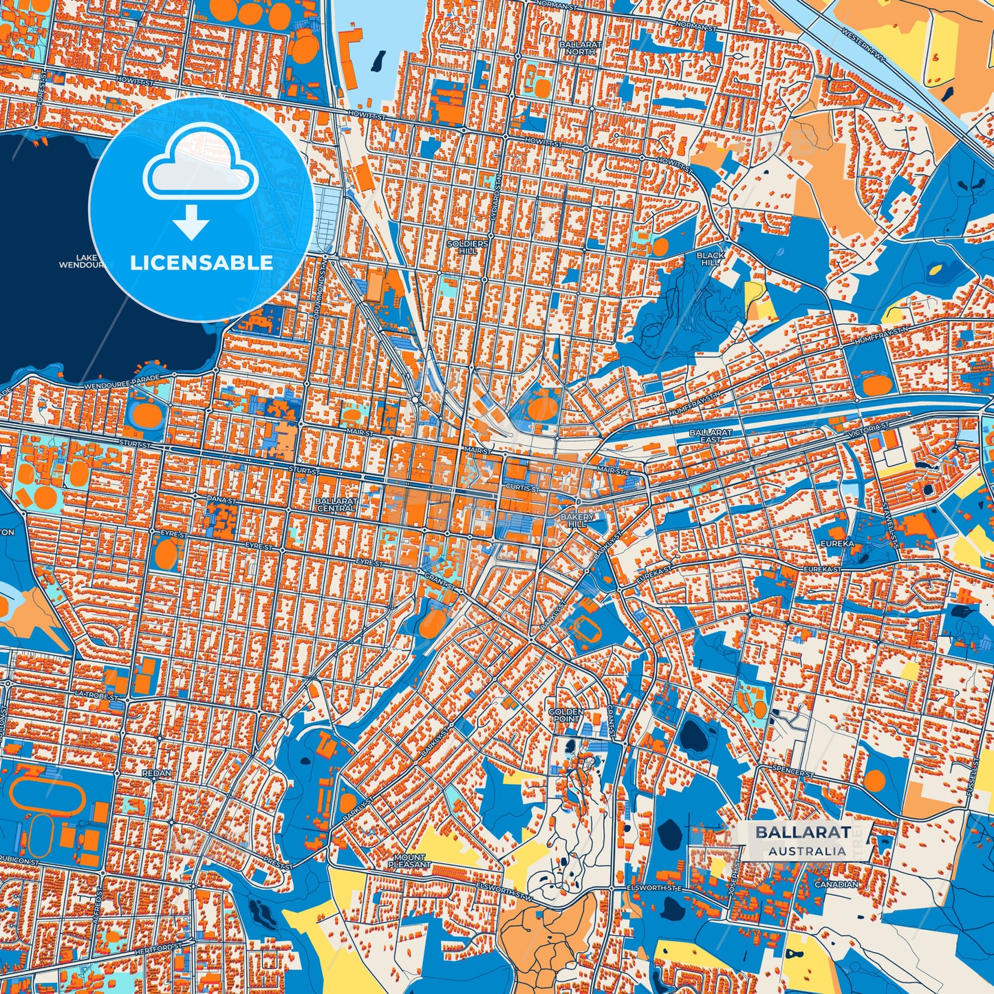 Canvas Print Template of Ballarat Street Map