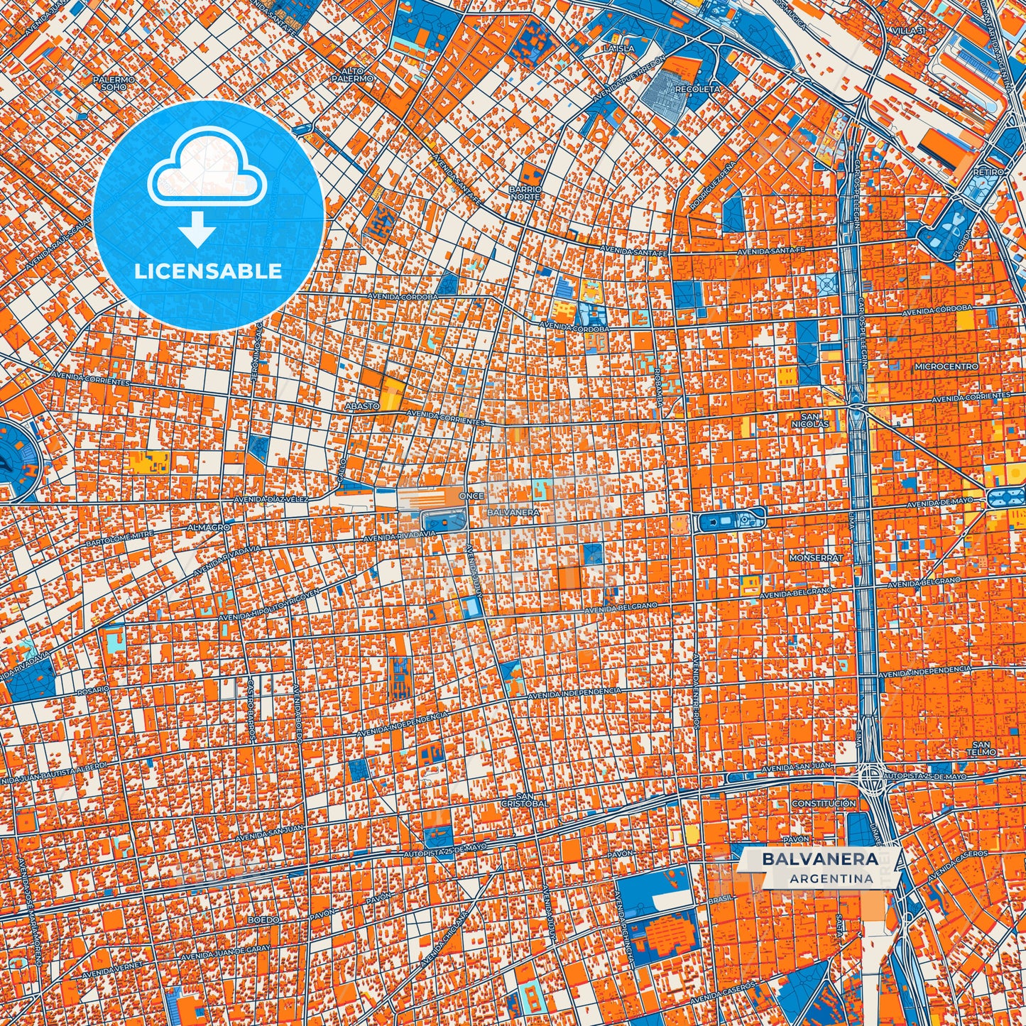 Canvas Print Template of Balvanera Street Map