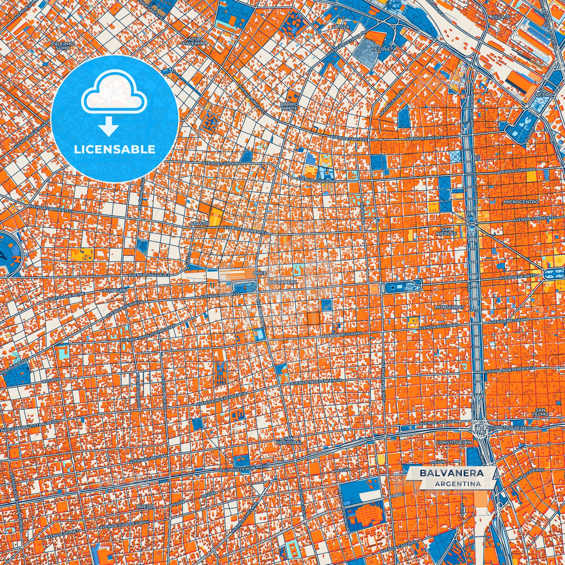 Canvas Print Template of Balvanera Street Map