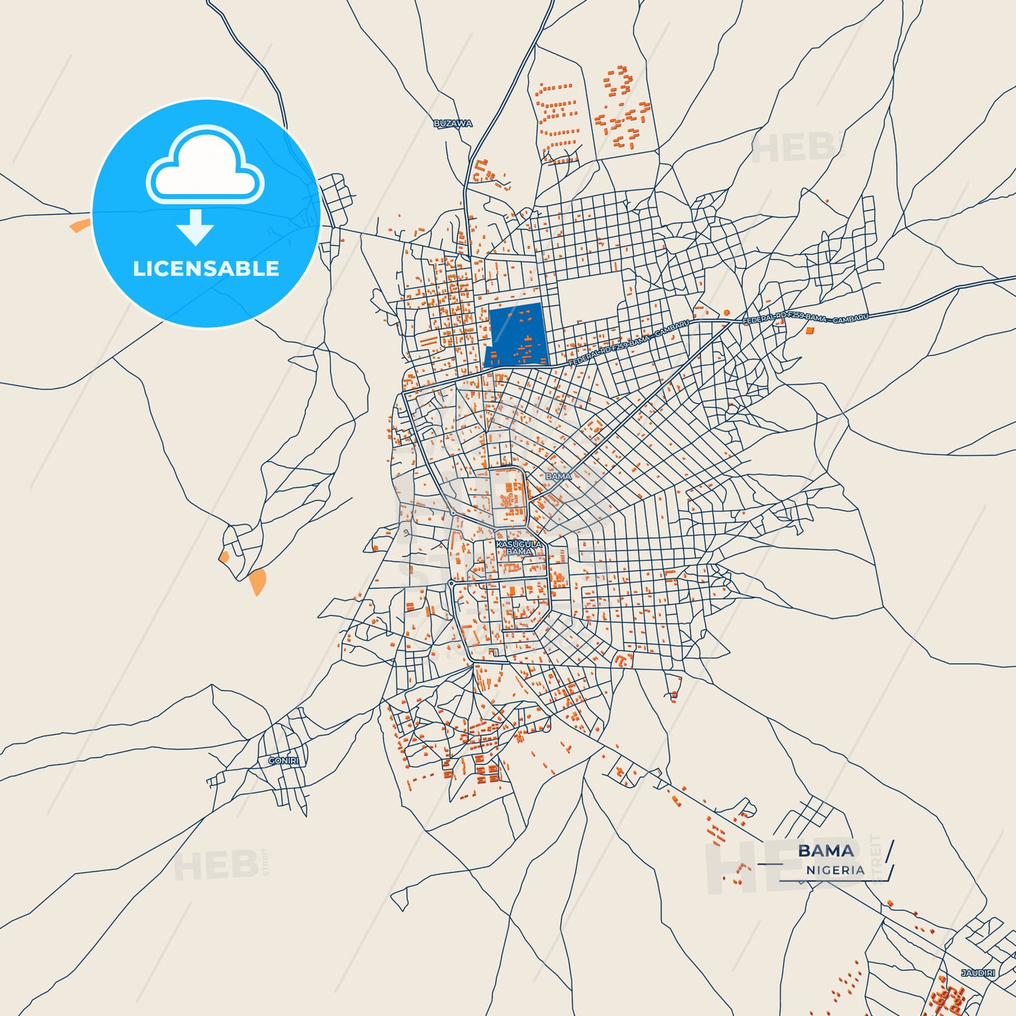 Canvas Print Template of Bama Street Map