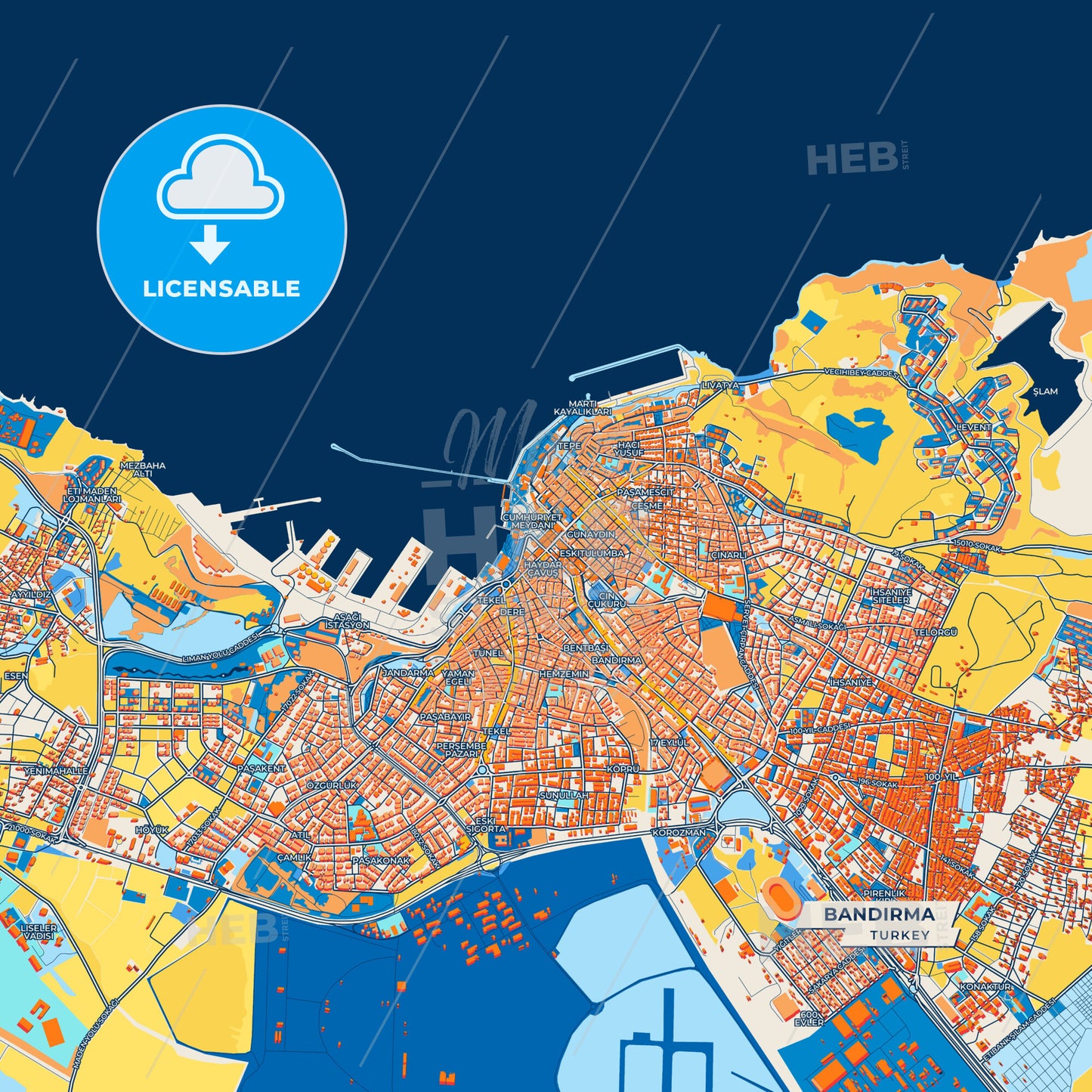 Canvas Print Template of Bandırma Street Map
