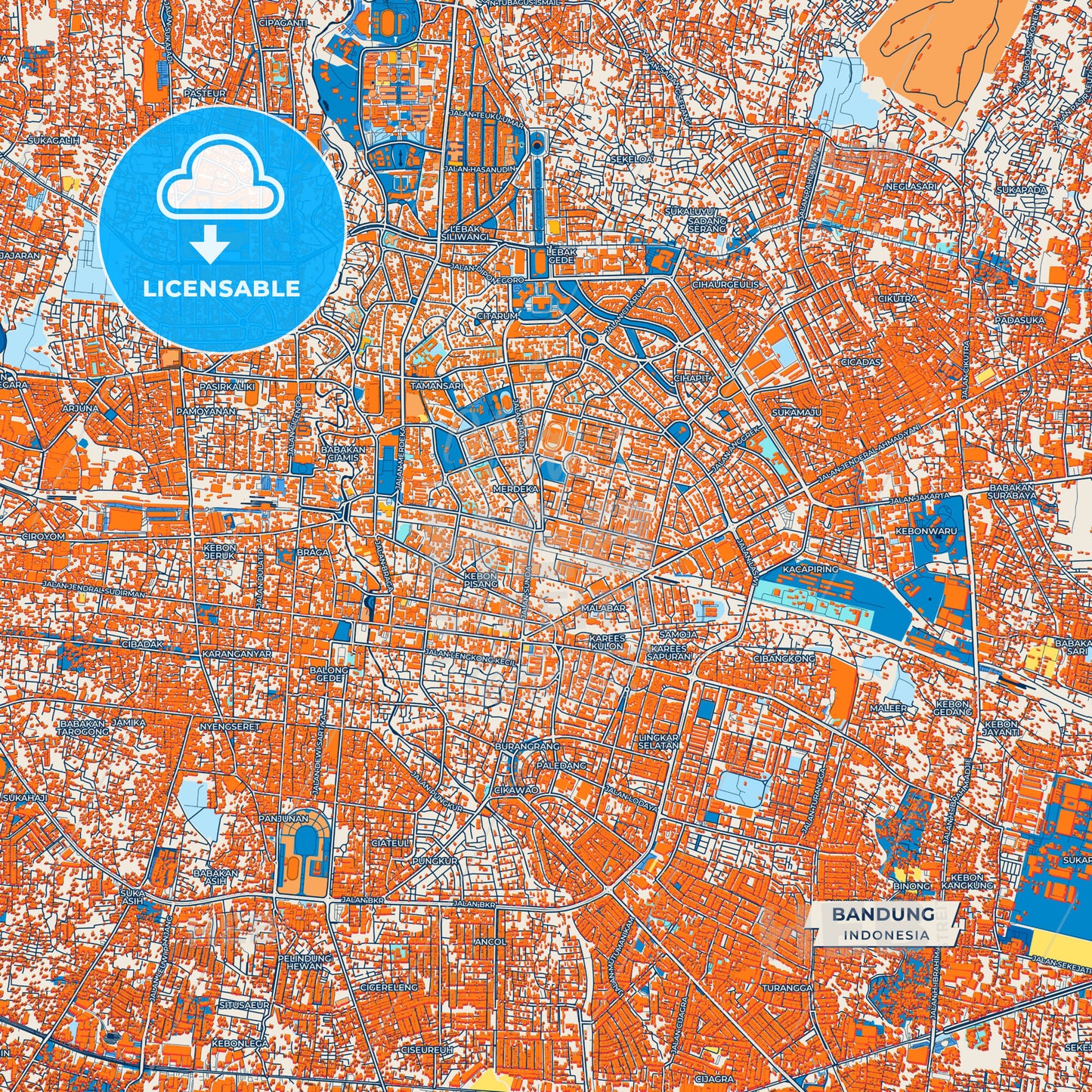 Canvas Print Template of Bandung Street Map