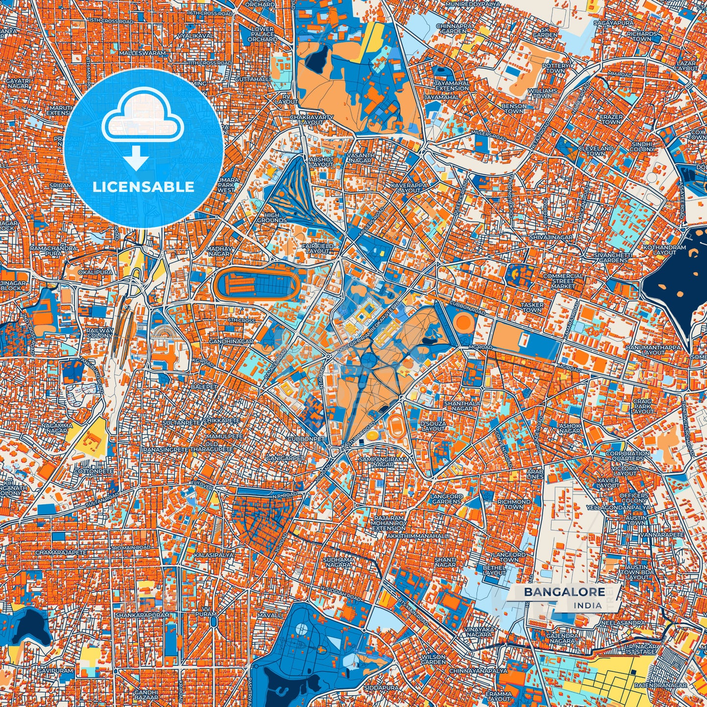 Canvas Print Template of Bangalore Street Map