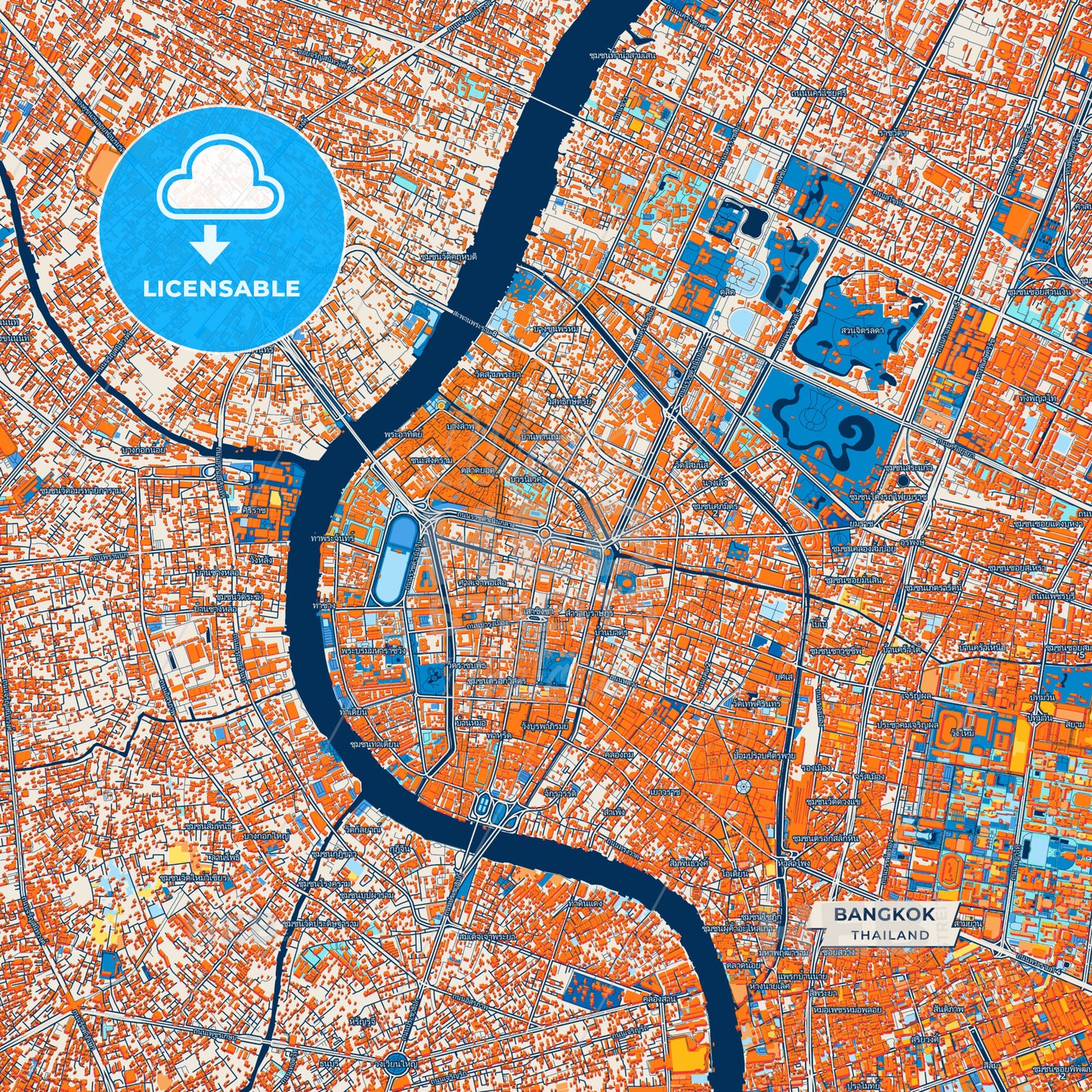 Canvas Print Template of Bangkok Street Map