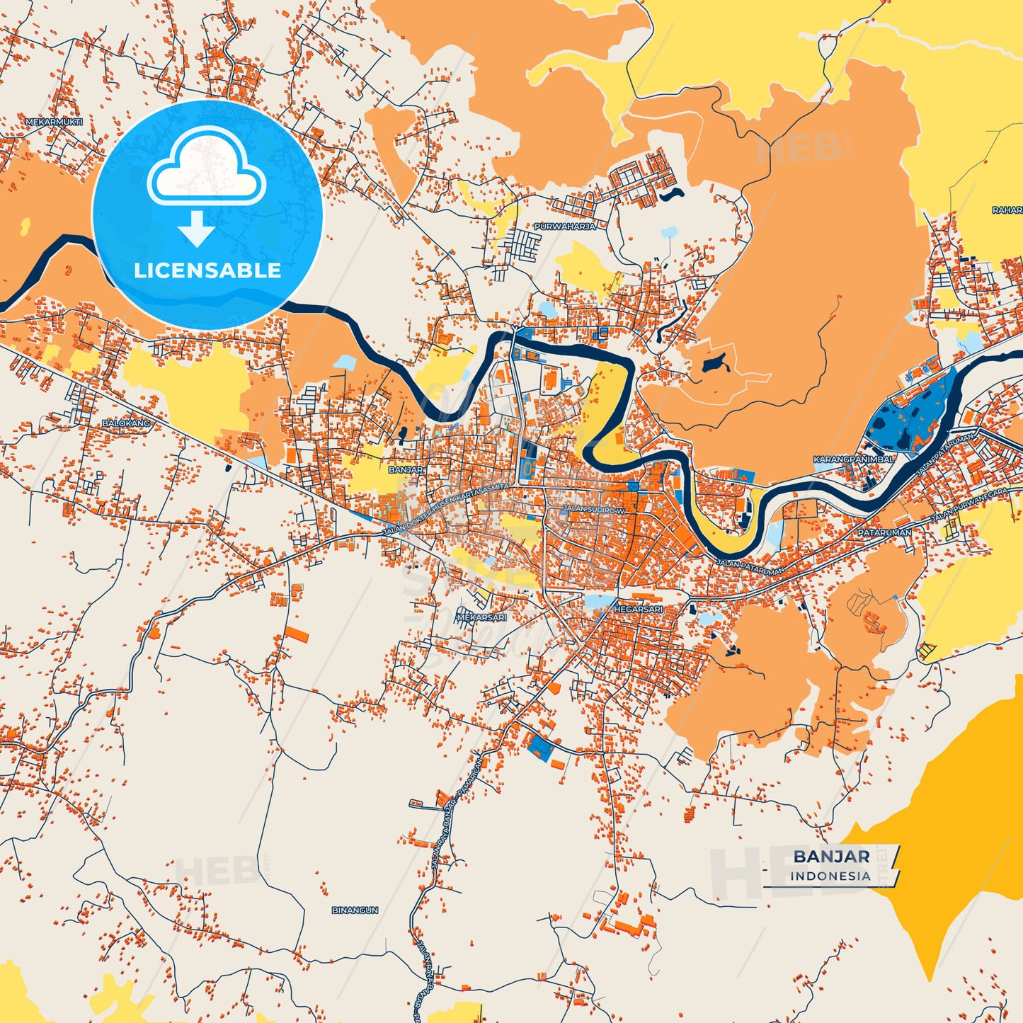 Canvas Print Template of Banjar Street Map