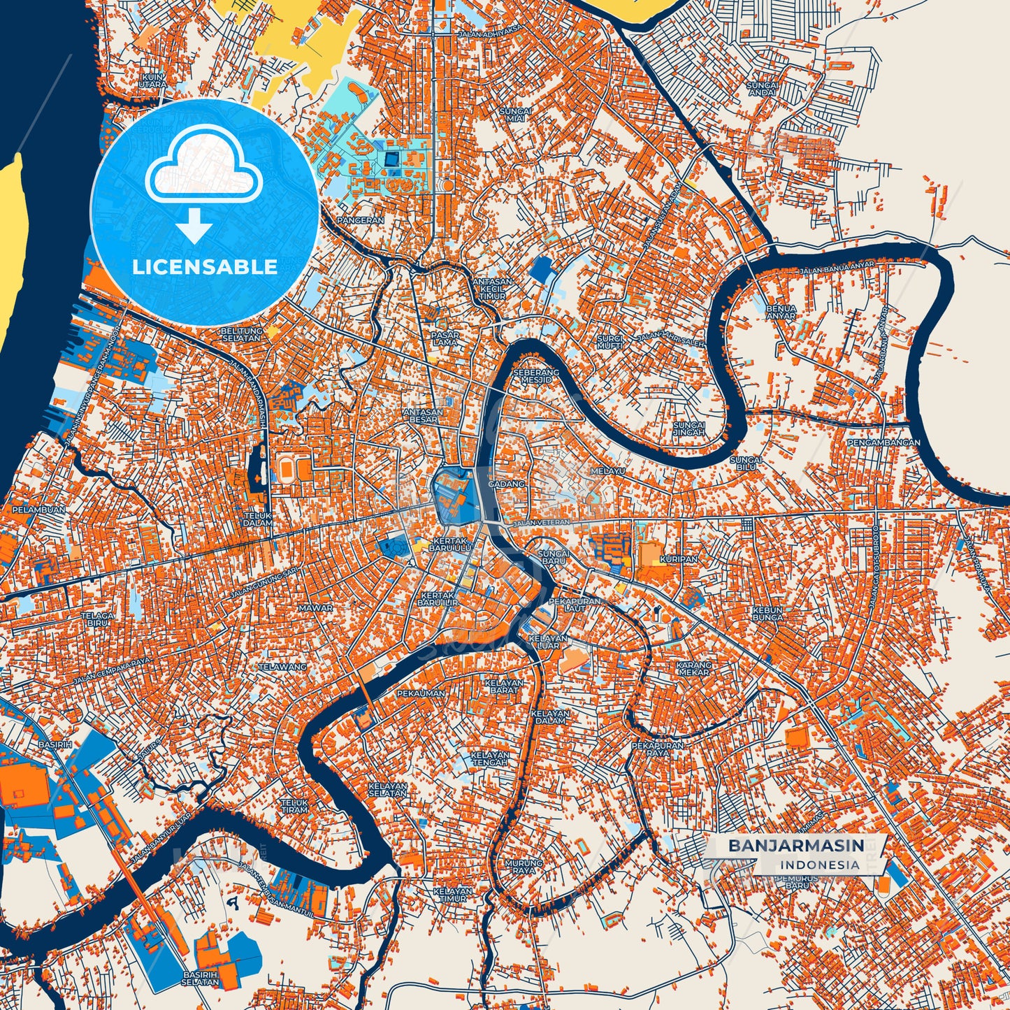 Canvas Print Template of Banjarmasin Street Map