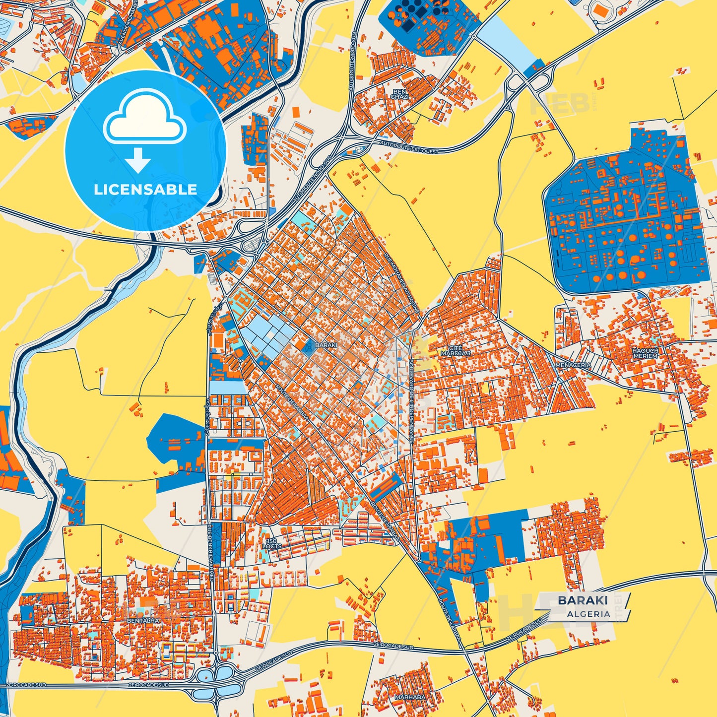 Canvas Print Template of Baraki Street Map