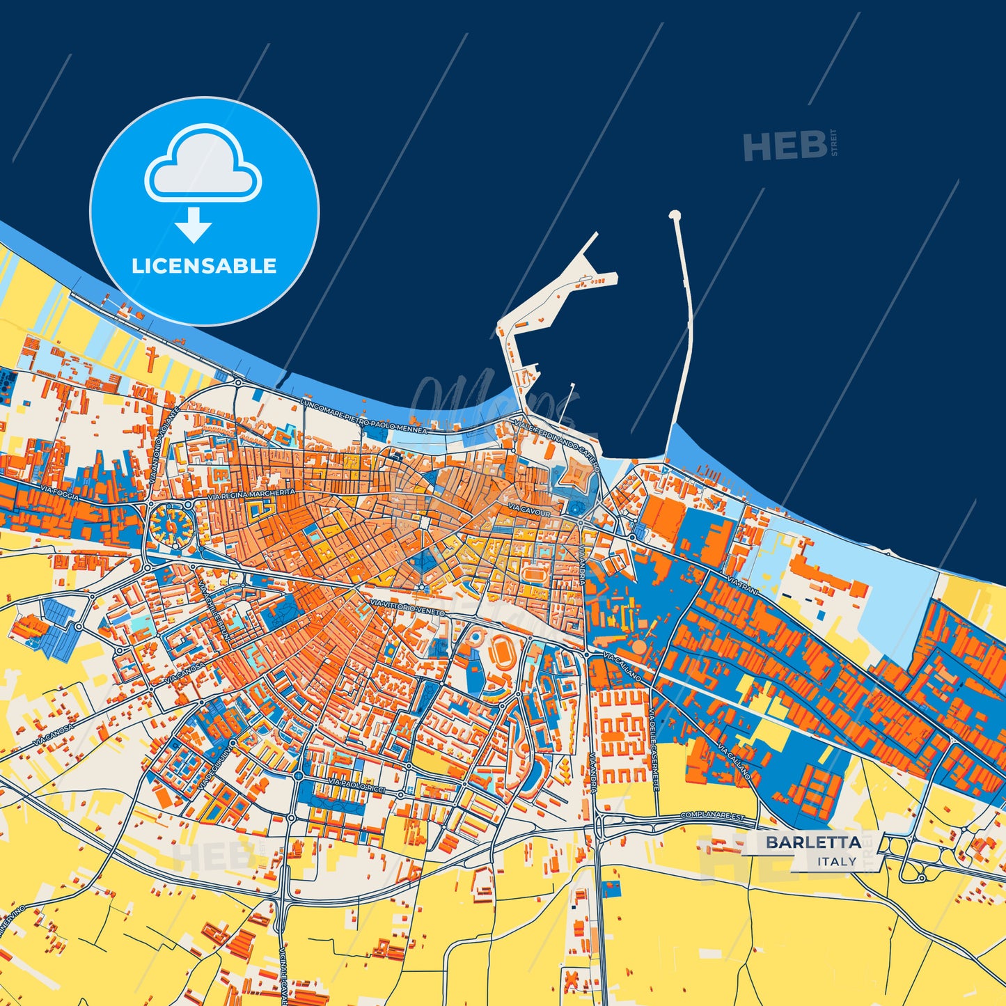 Canvas Print Template of Barletta Street Map