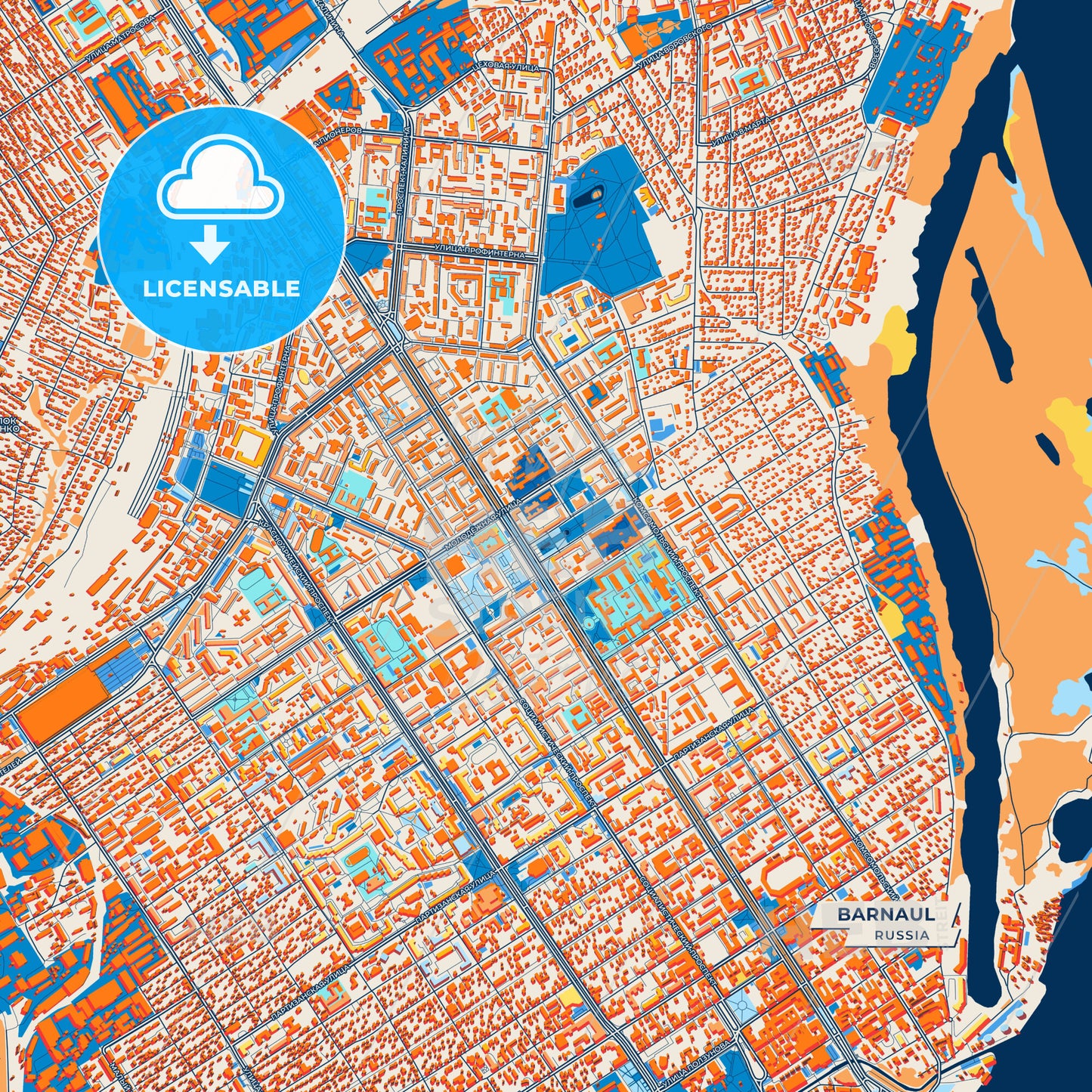 Canvas Print Template of Barnaul Street Map
