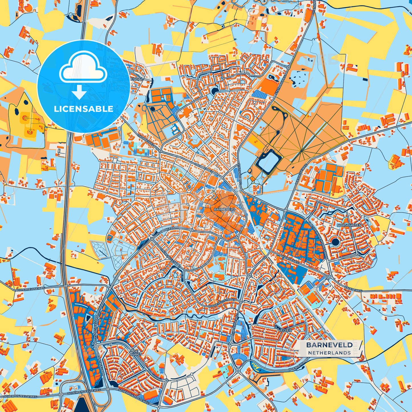 Canvas Print Template of Barneveld Street Map