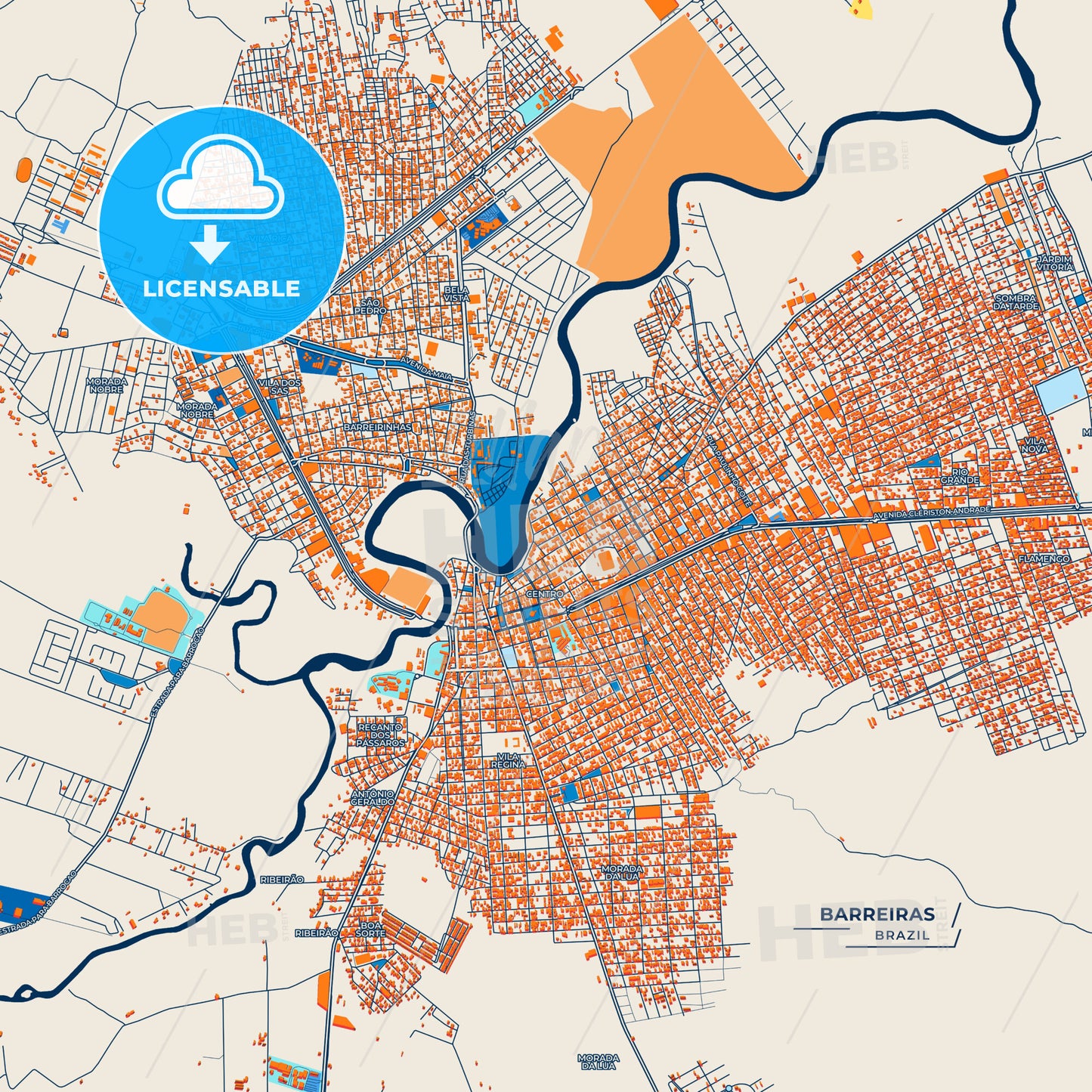 Canvas Print Template of Barreiras Street Map