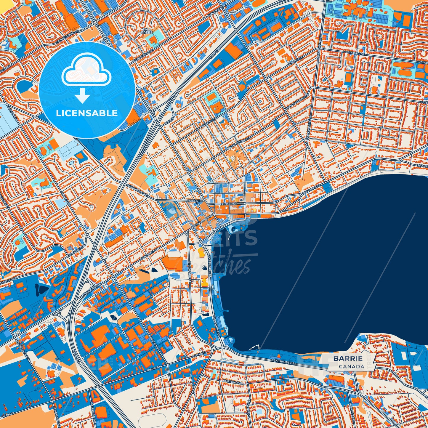 Canvas Print Template of Barrie Street Map