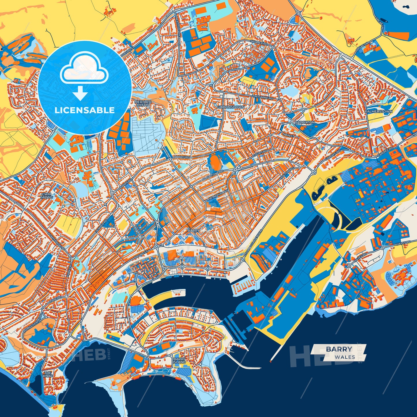 Canvas Print Template of Barry Street Map