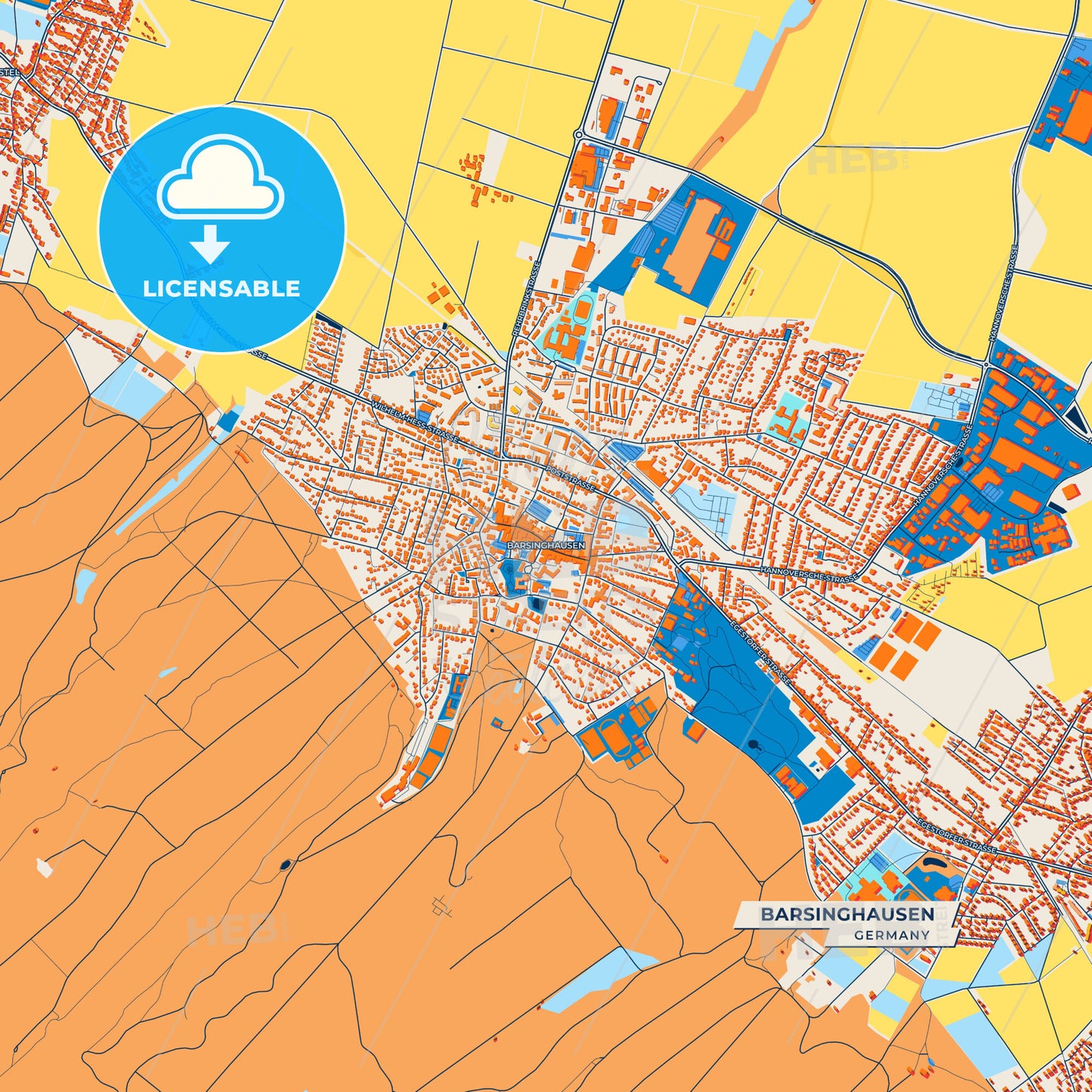 Canvas Print Template of Barsinghausen Street Map