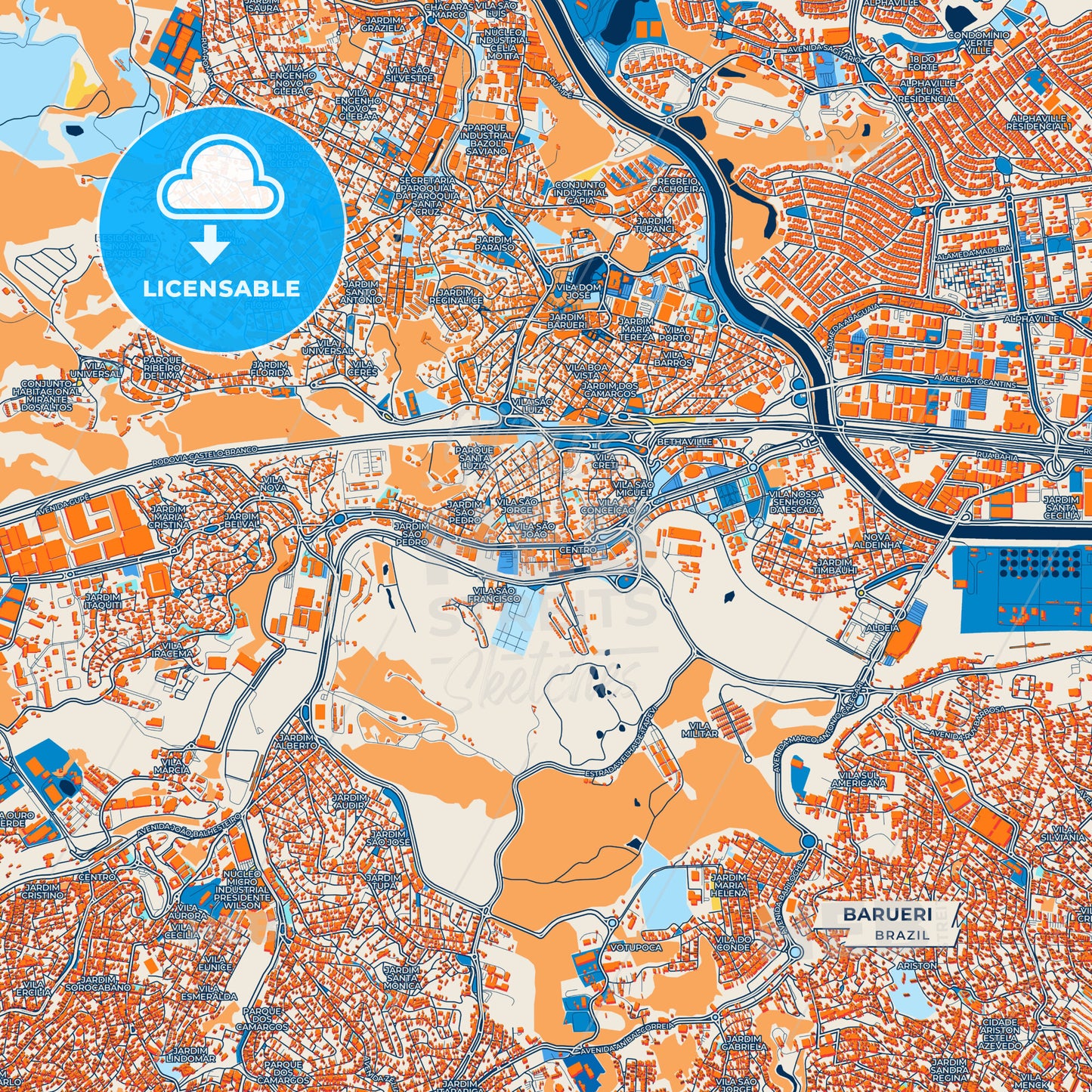 Canvas Print Template of Barueri Street Map