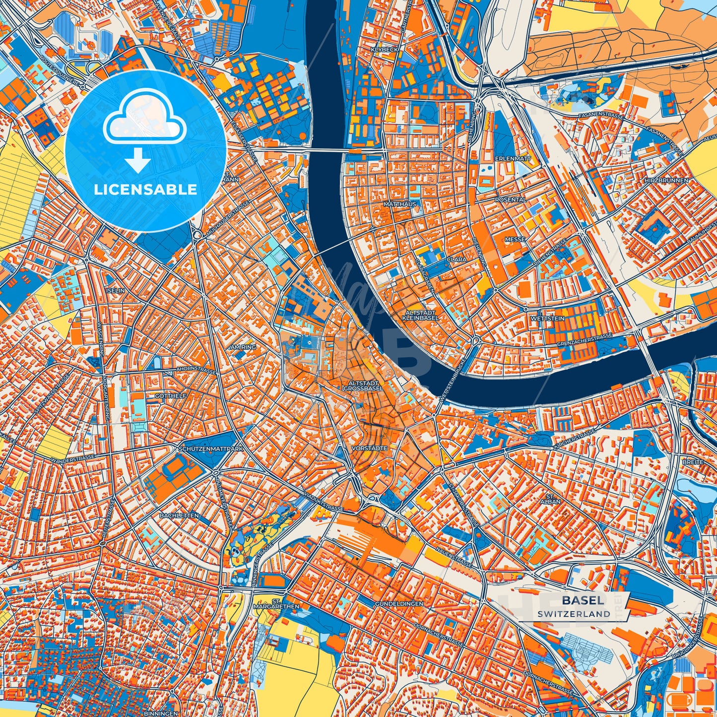 Canvas Print Template of Basel Street Map