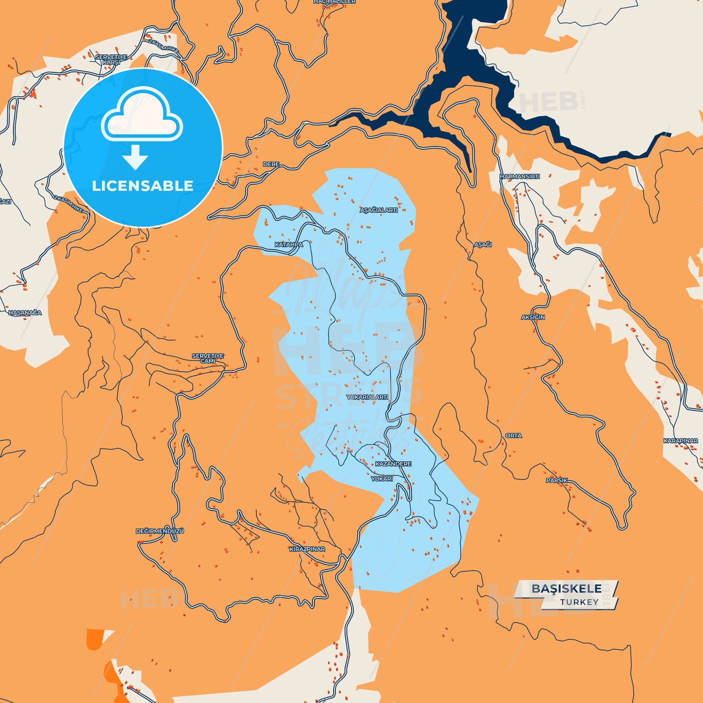 Canvas Print Template of Başiskele Street Map