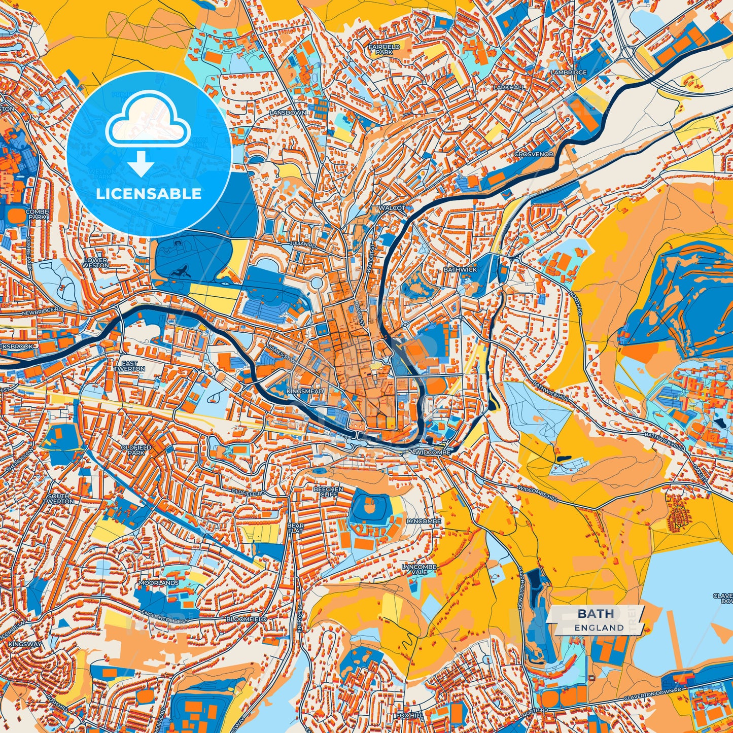 Canvas Print Template of Bath Street Map