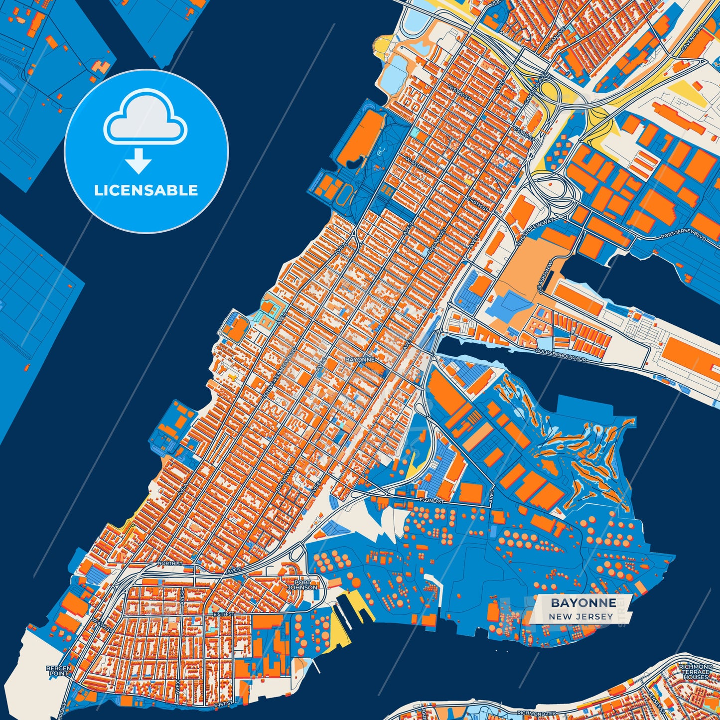 Canvas Print Template of Bayonne Street Map