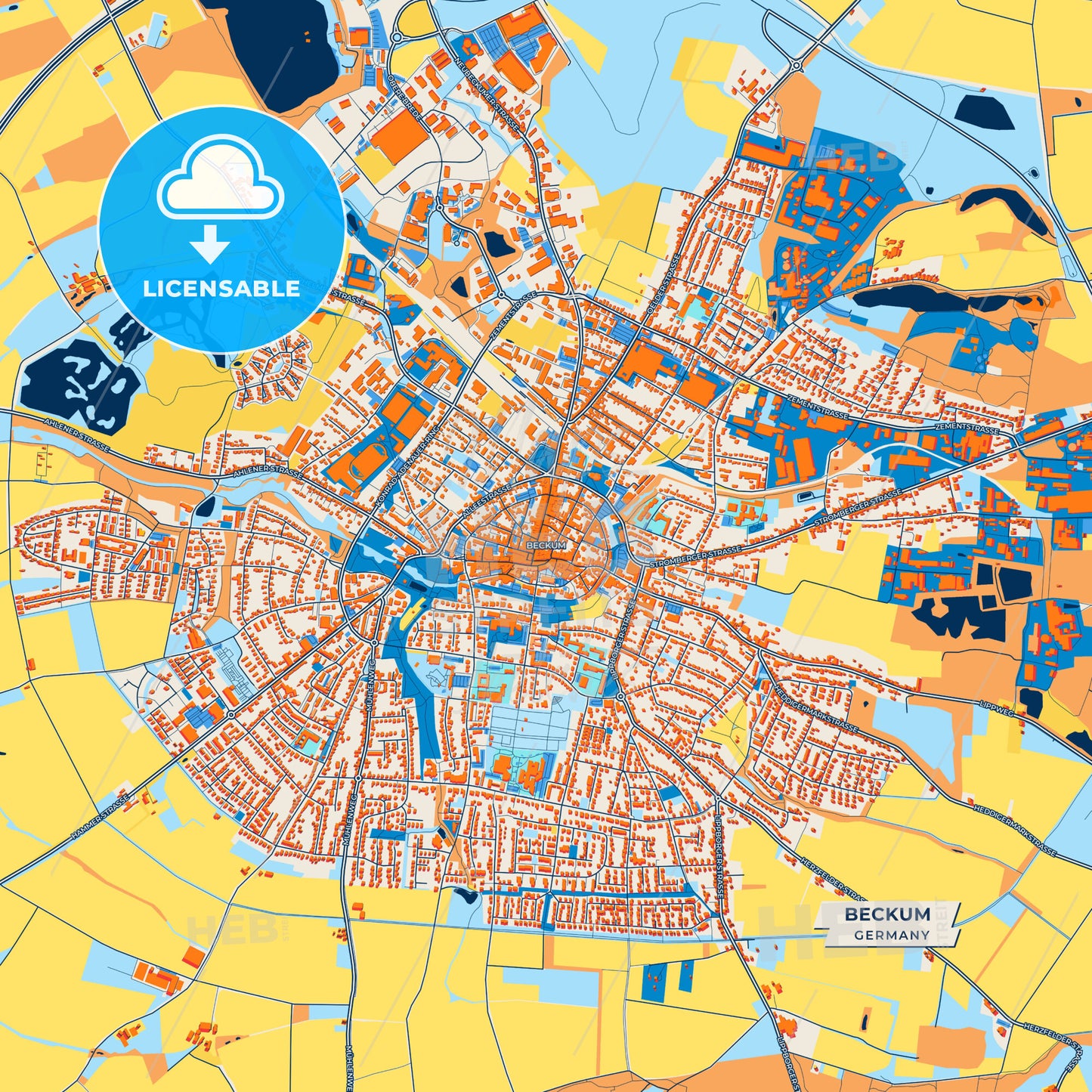 Canvas Print Template of Beckum Street Map