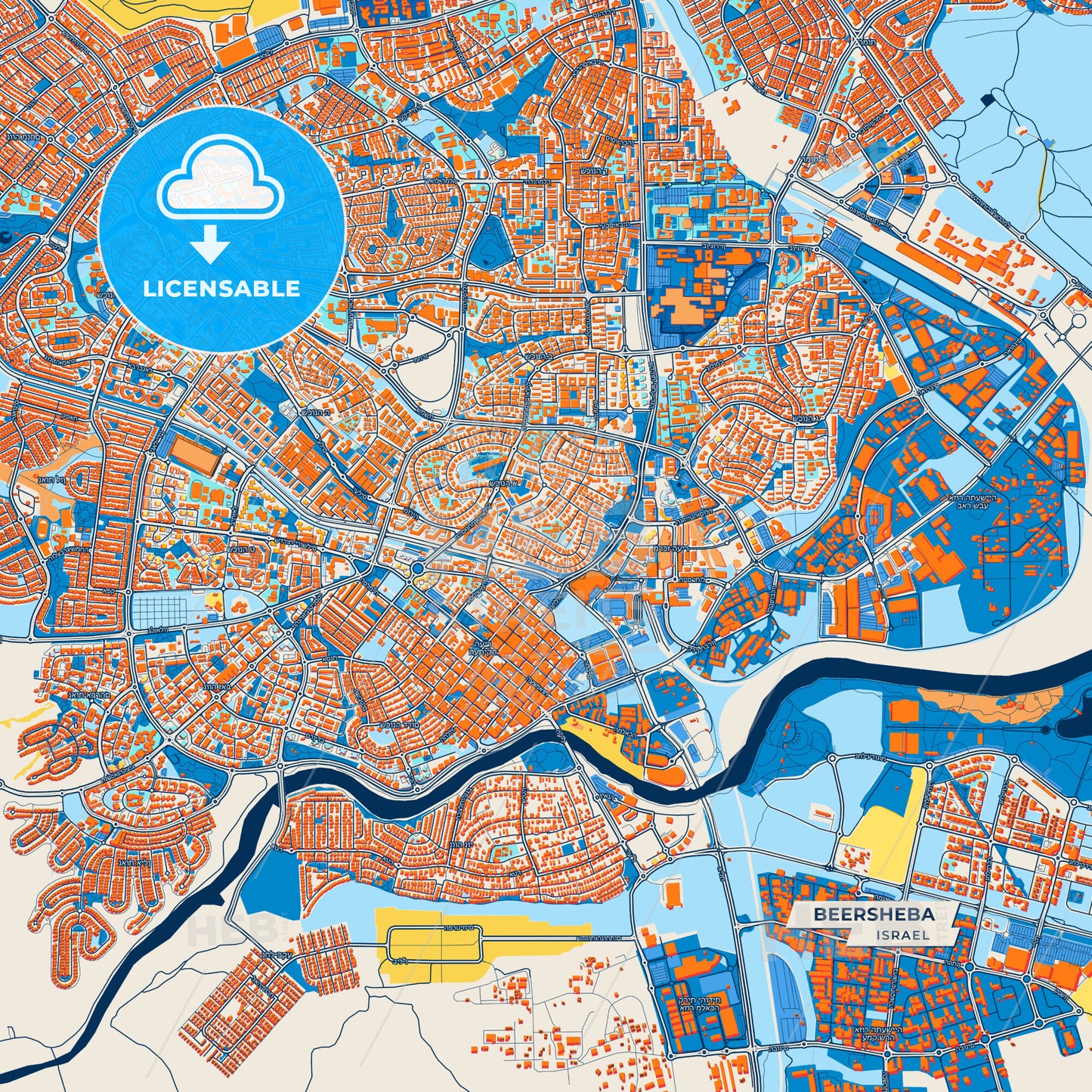 Canvas Print Template of Beersheba Street Map