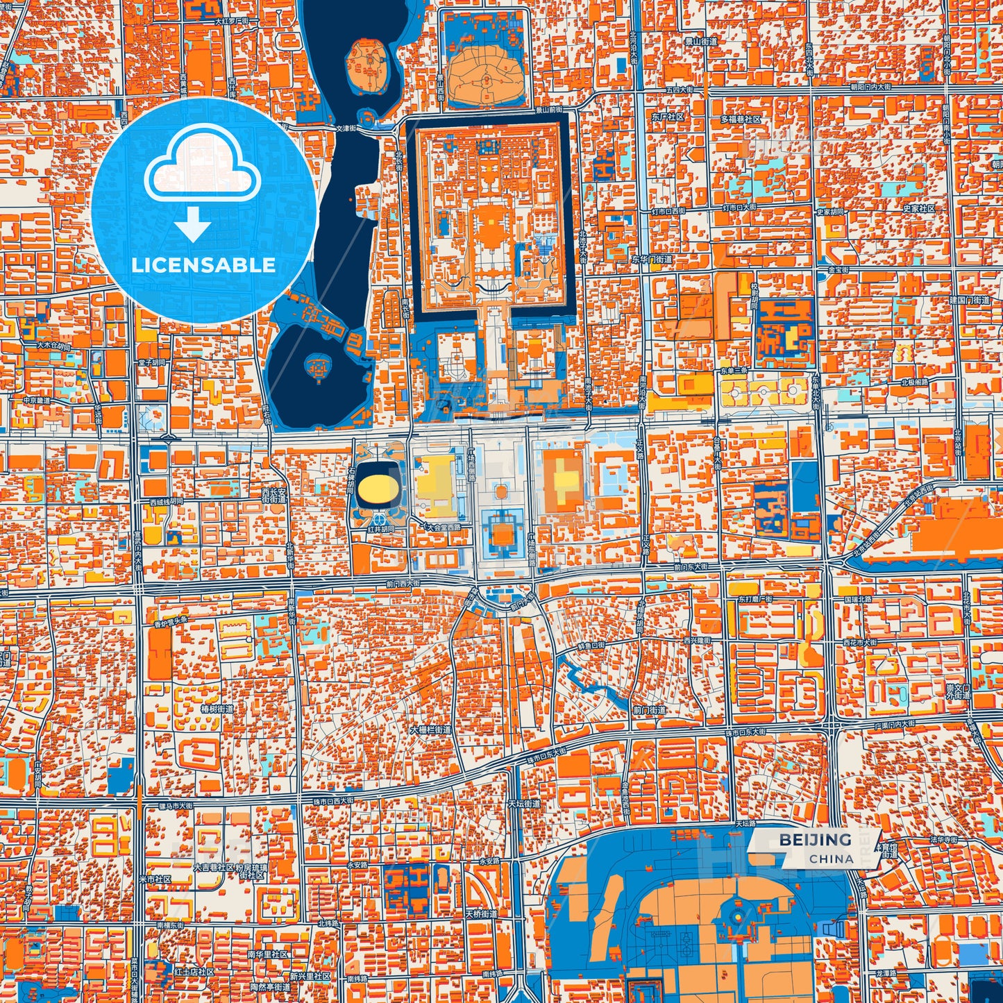 Canvas Print Template of Beijing Street Map