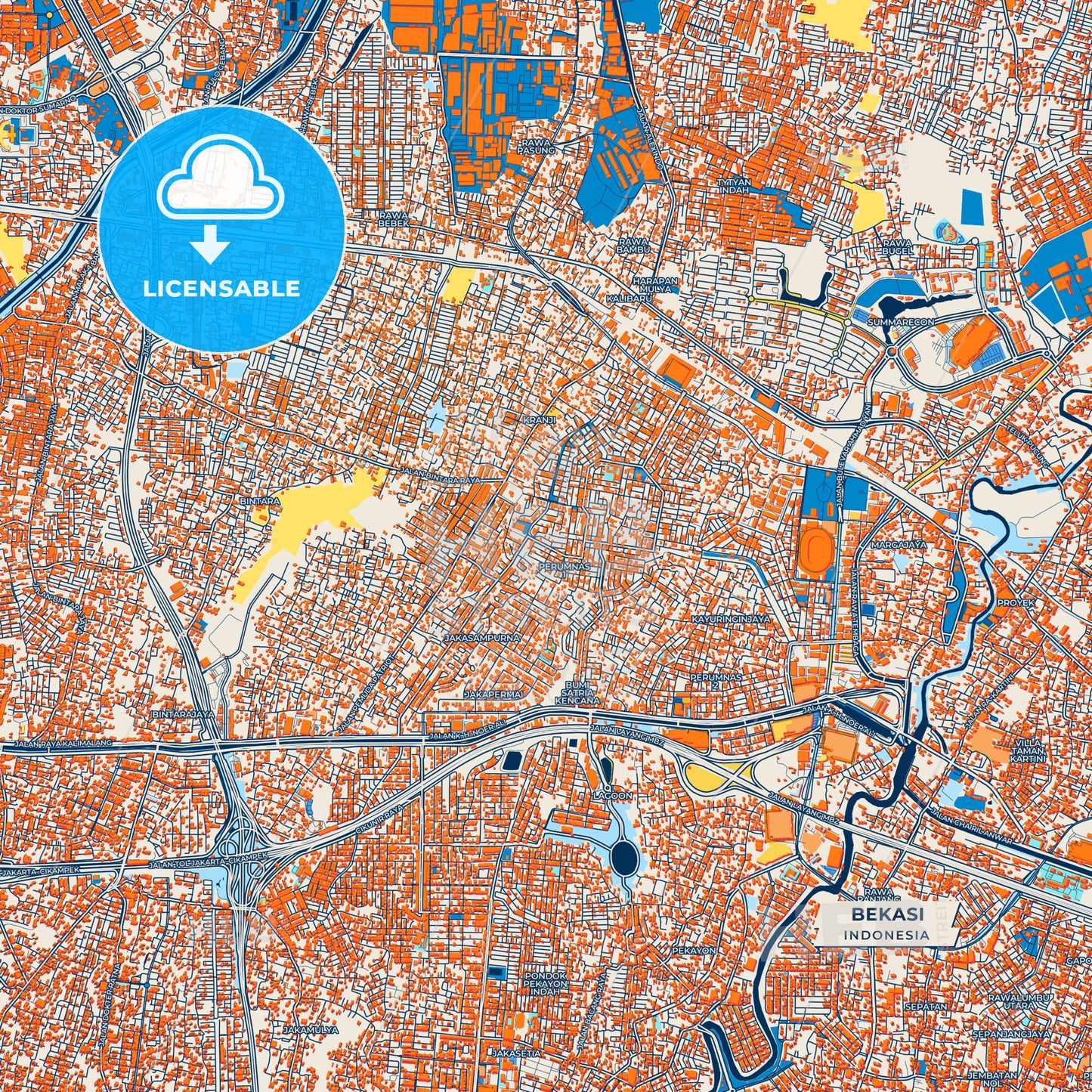 Canvas Print Template of Bekasi Street Map
