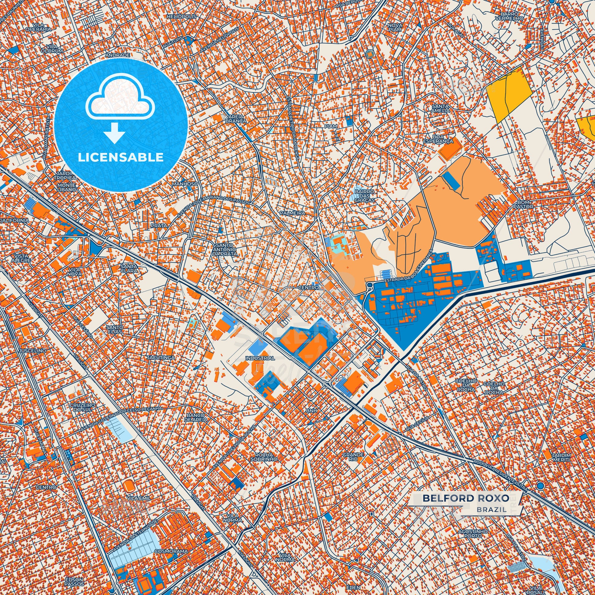 Canvas Print Template of Belford Roxo Street Map